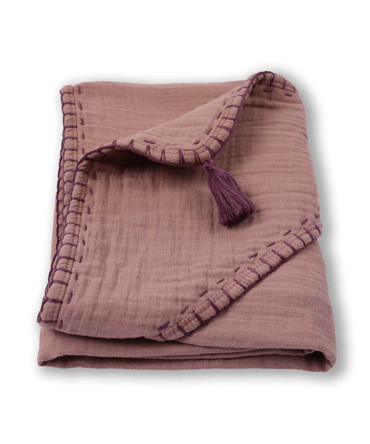 100179-329CigitÇift Kat El İşi Müslin Üçgen Havlu (Yıkanmıştır) 75X75 cm Bakır