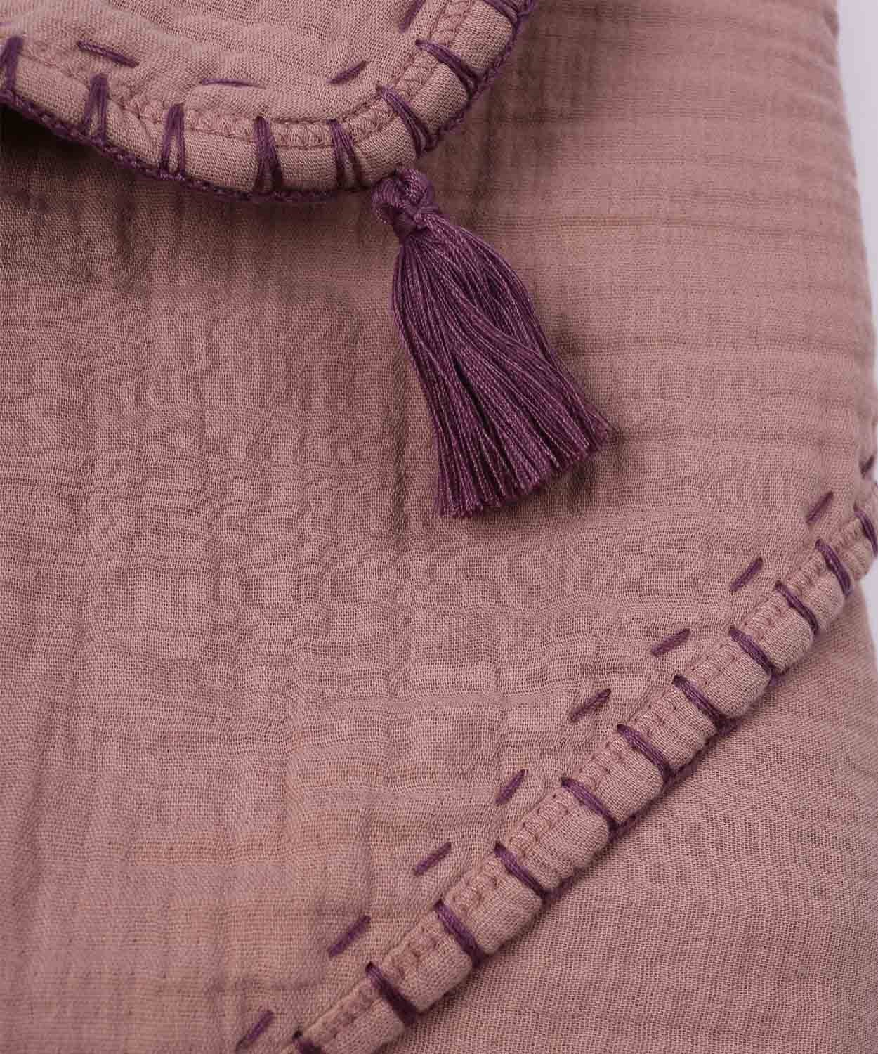 100179-329CigitÇift Kat El İşi Müslin Üçgen Havlu (Yıkanmıştır) 75X75 cm Bakır