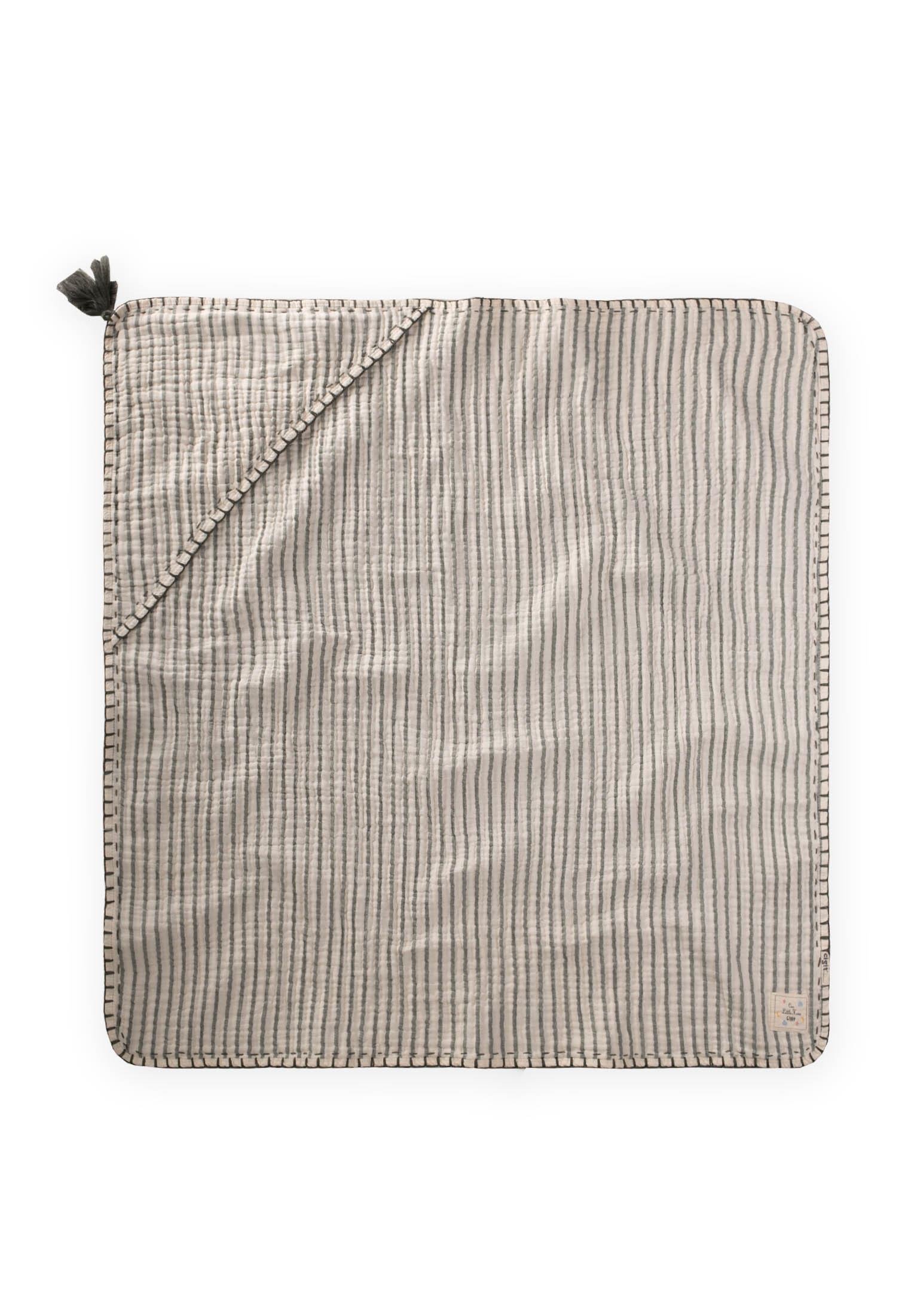 CigitÇift Kat El İşi Müslin Üçgen Havlu (Yıkanmıştır) 75X75 cm HAKİ İNC ÇİZG