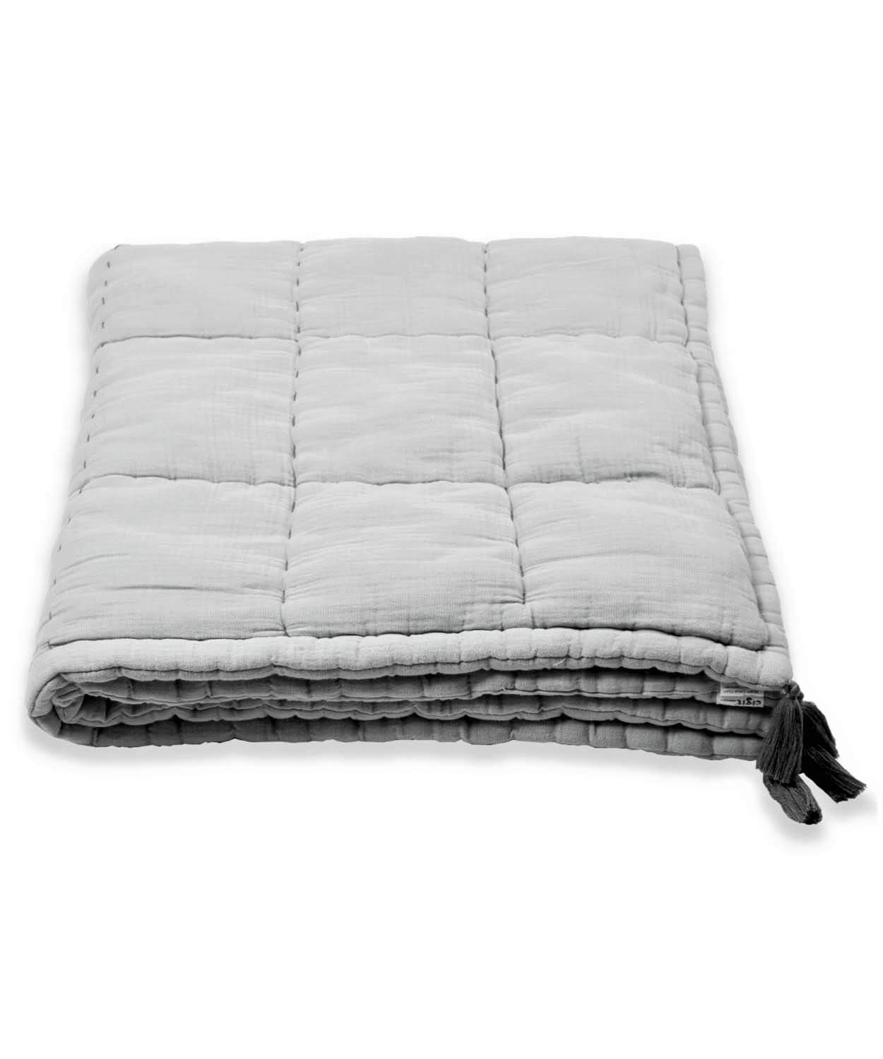 100180-24CigitMüslin Çocuk Oyun Minderi (Yıkanmıştır) 100X100 cm Gri