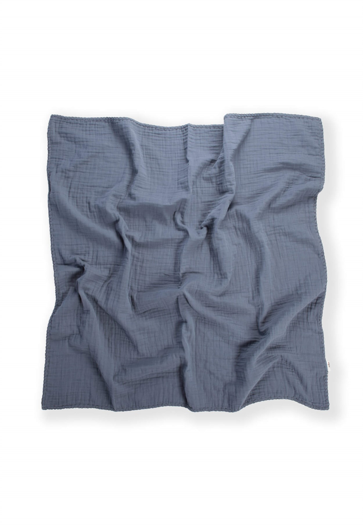 100181-427CigitMüslin Çift Taraflı El İşili Bebek Battaniye (Yıkanmıştır) 100X100 cm Füme Gri