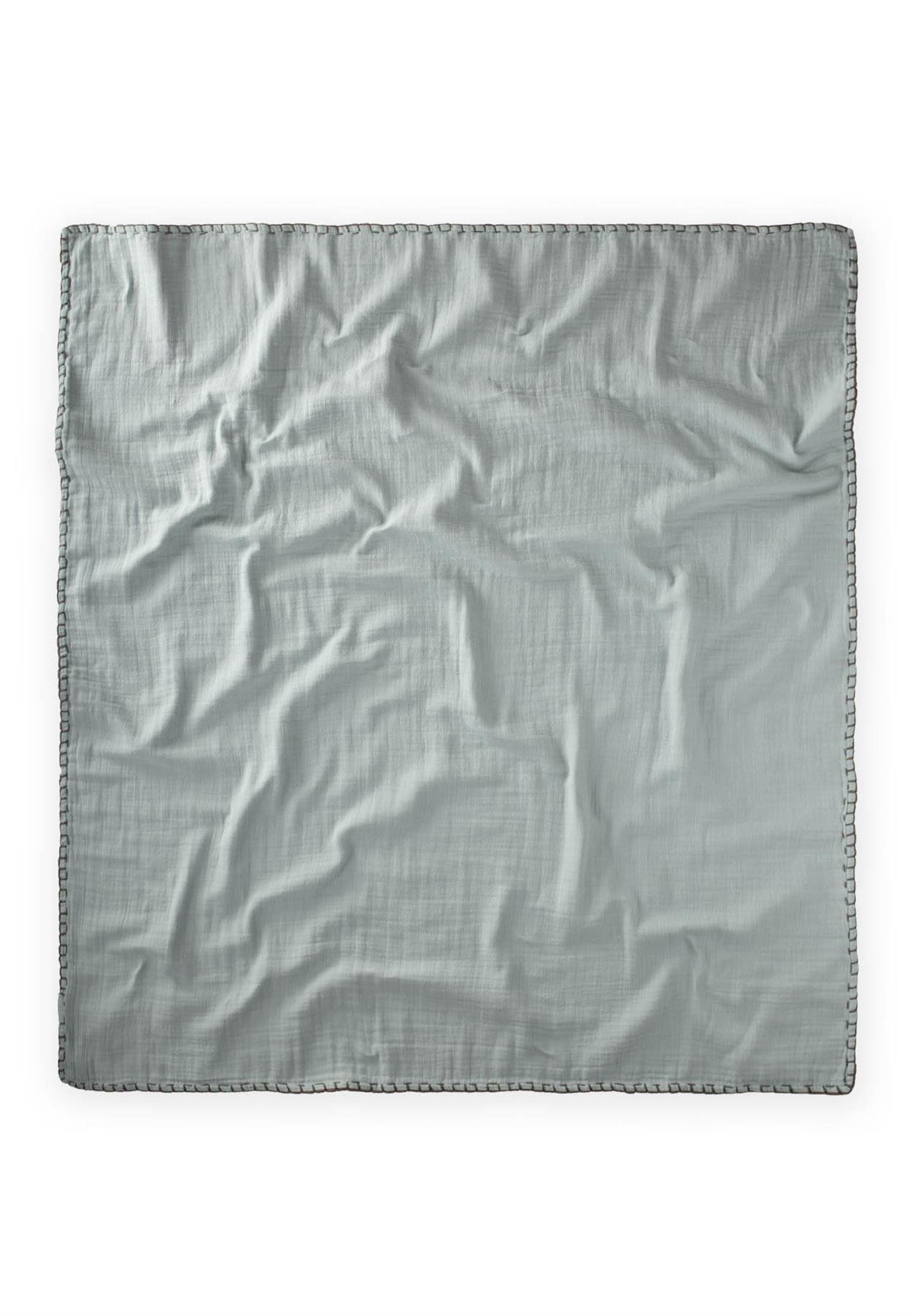 CigitMüslin Çift Taraflı El İşili Bebek Battaniye (Yıkanmıştır) 100X100 cm MİNT-KAHVE