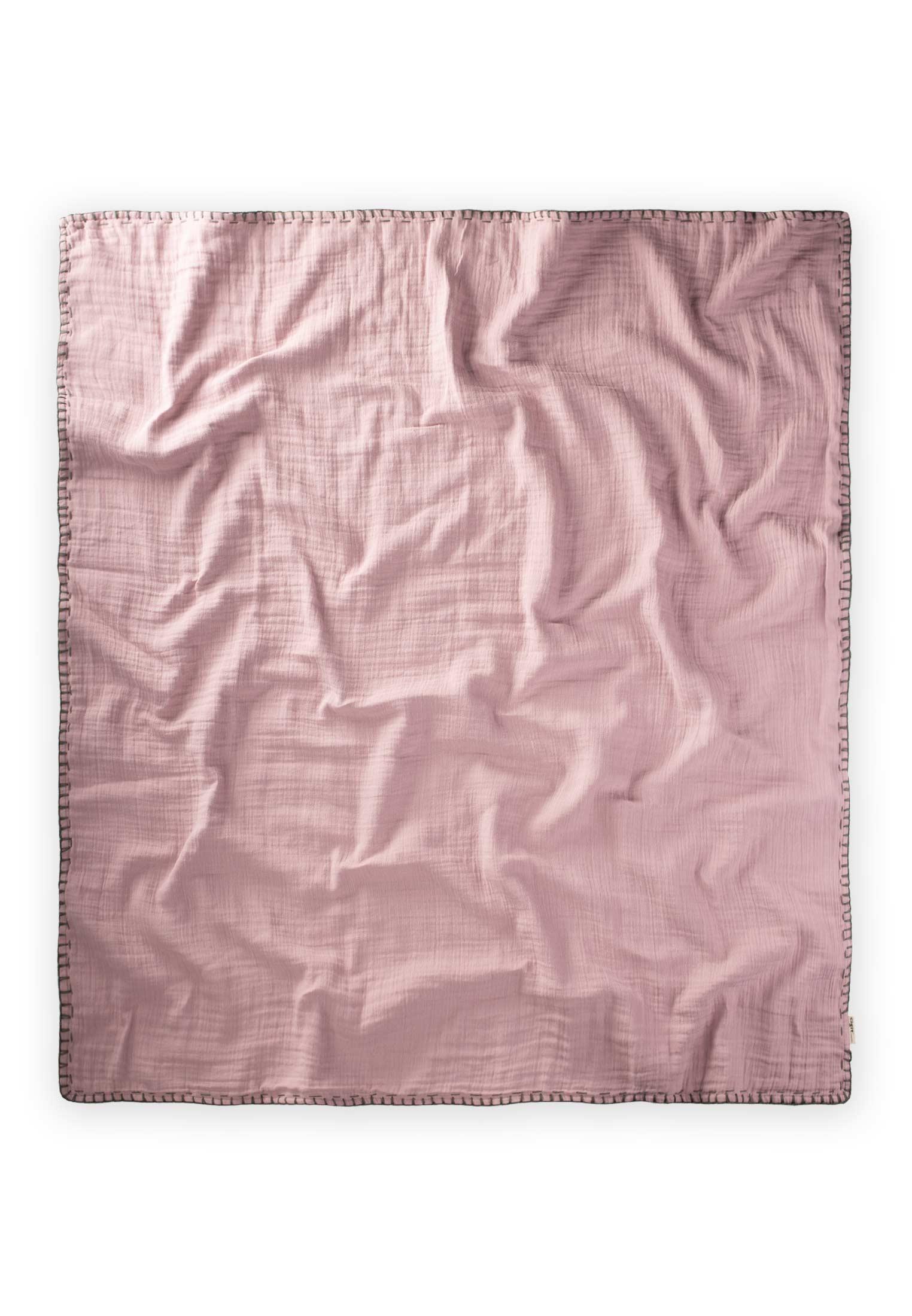 CigitMüslin Çift Taraflı El İşili Bebek Battaniye (Yıkanmıştır) 100X100 cm LEYLAK AGUA