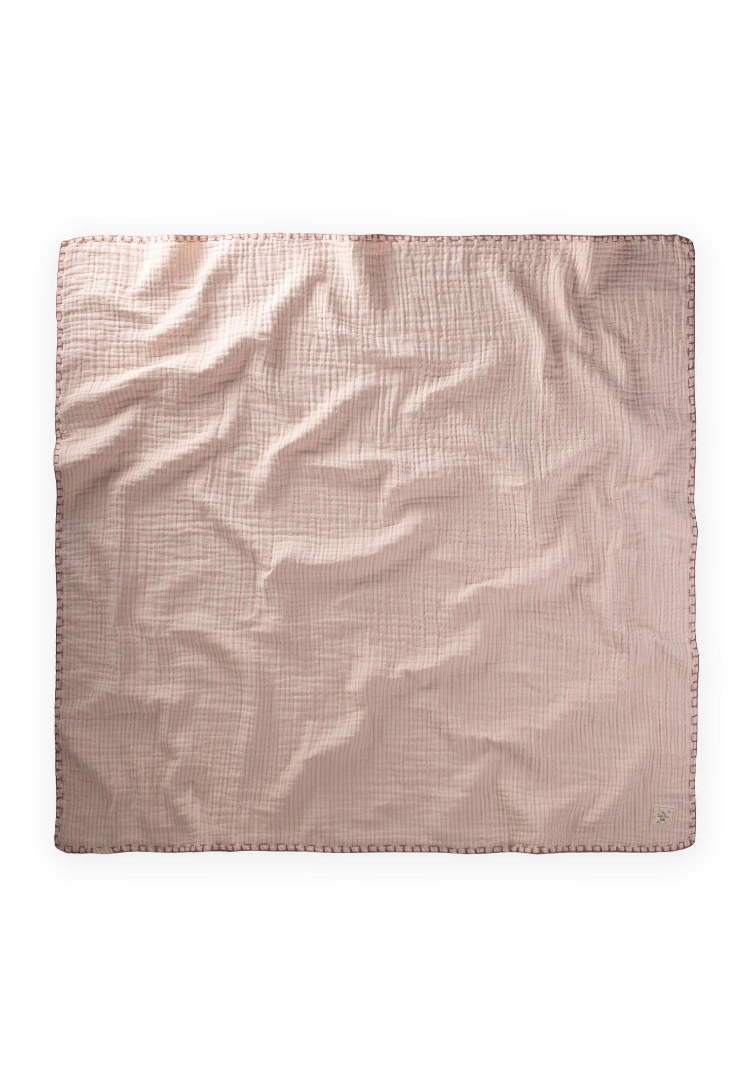CigitMüslin Çift Taraflı El İşili Bebek Battaniye (Yıkanmıştır) 100X100 cm İNC PUDRA ÇİZG