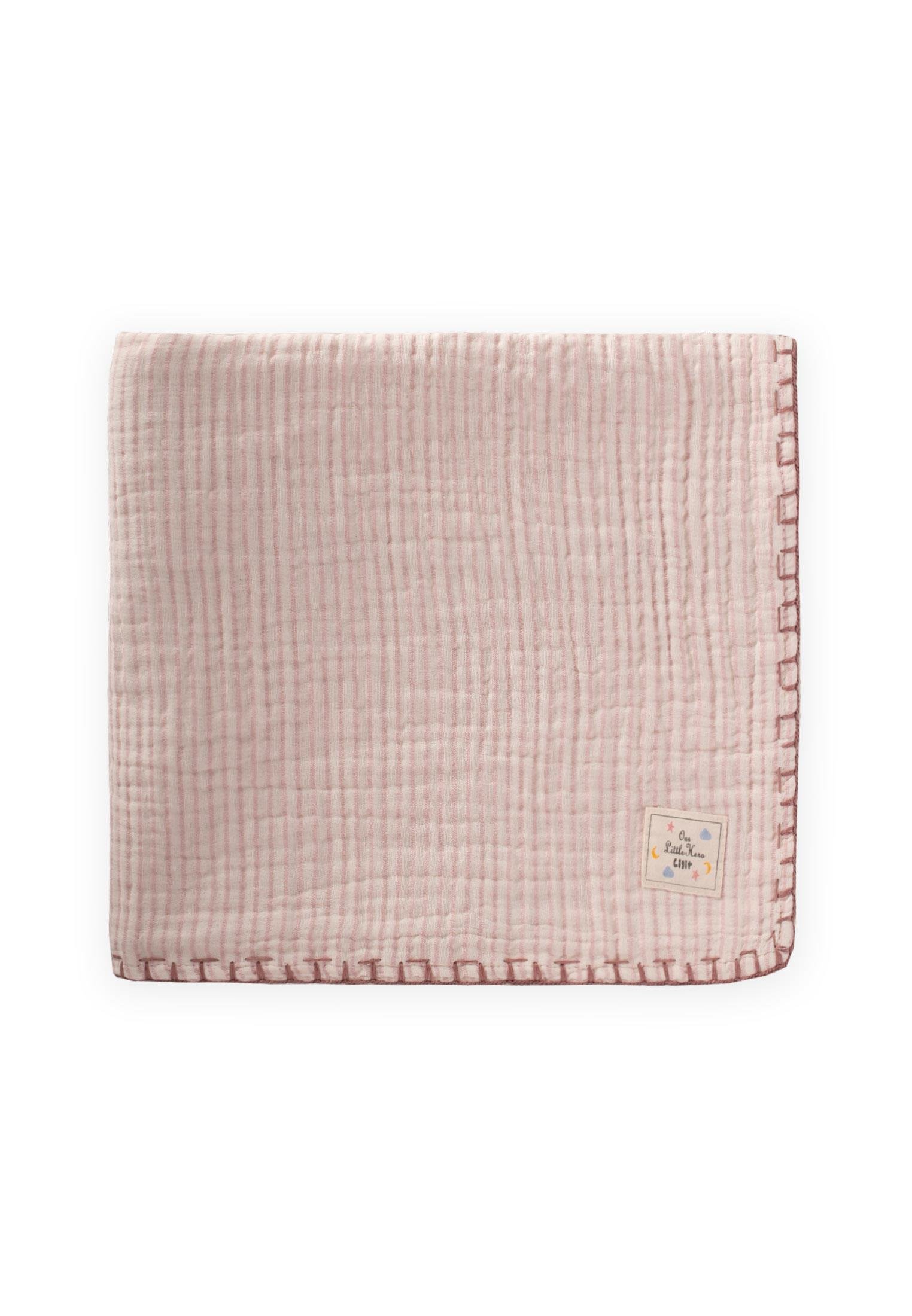 CigitMüslin Çift Taraflı El İşili Bebek Battaniye (Yıkanmıştır) 100X100 cm İNC PUDRA ÇİZG
