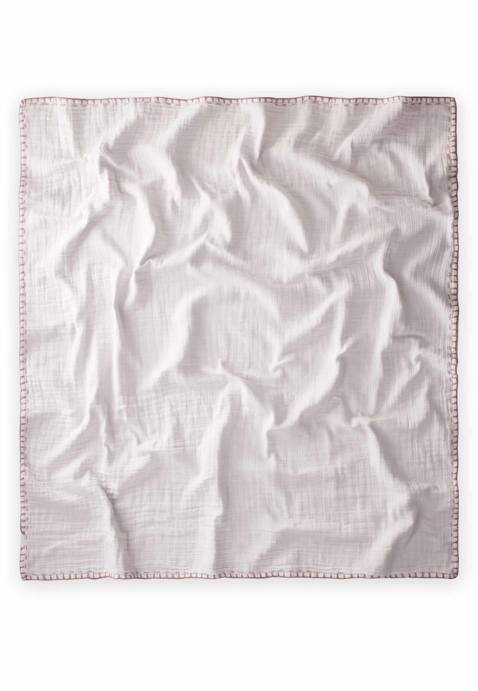 CigitMüslin Çift Taraflı El İşili Bebek Battaniye (Yıkanmıştır) 100X100 cm Ekru Bakır