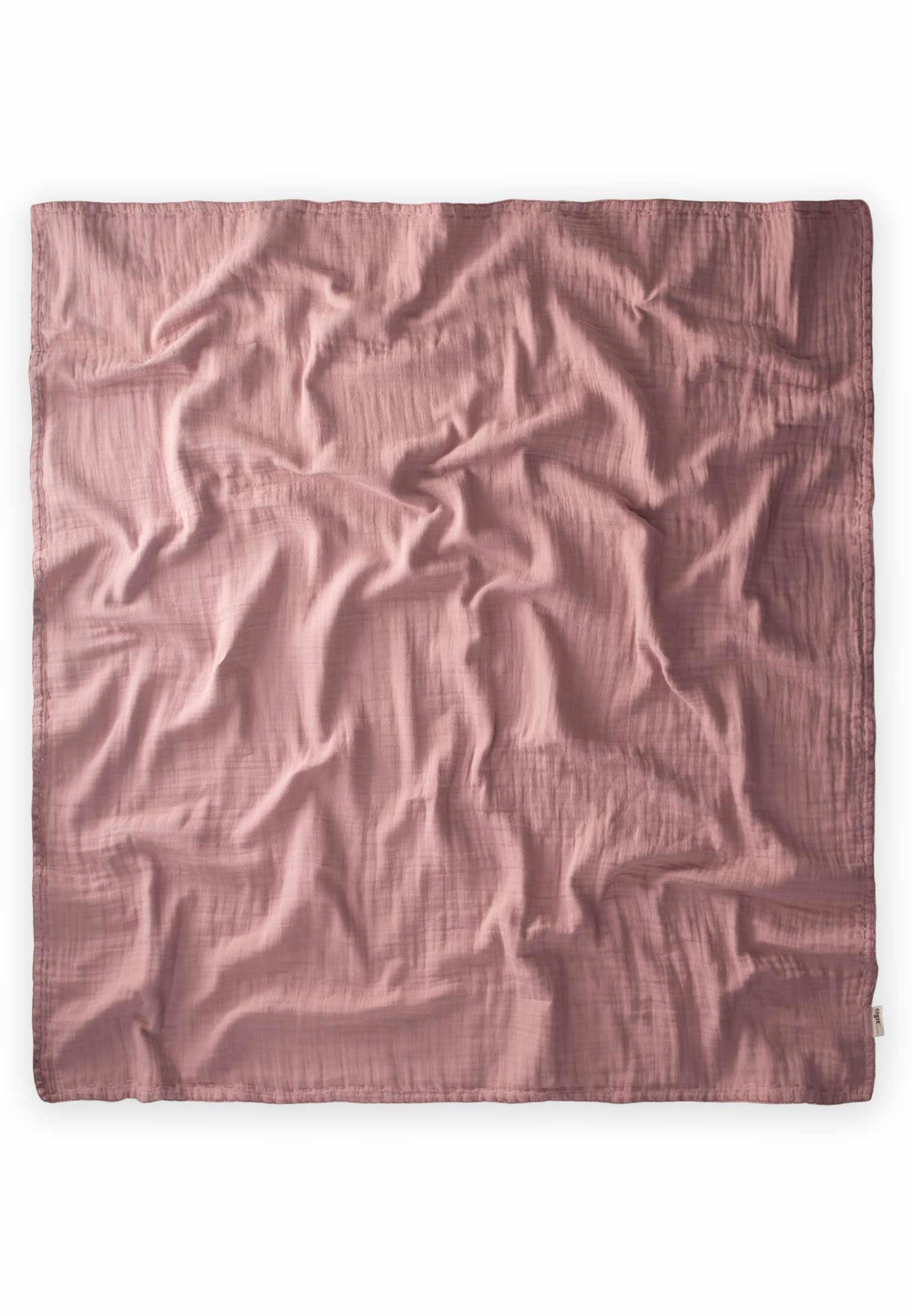 CigitMüslin Çift Taraflı El İşili Bebek Battaniye (Yıkanmıştır) 100X100 cm Ekru Bakır