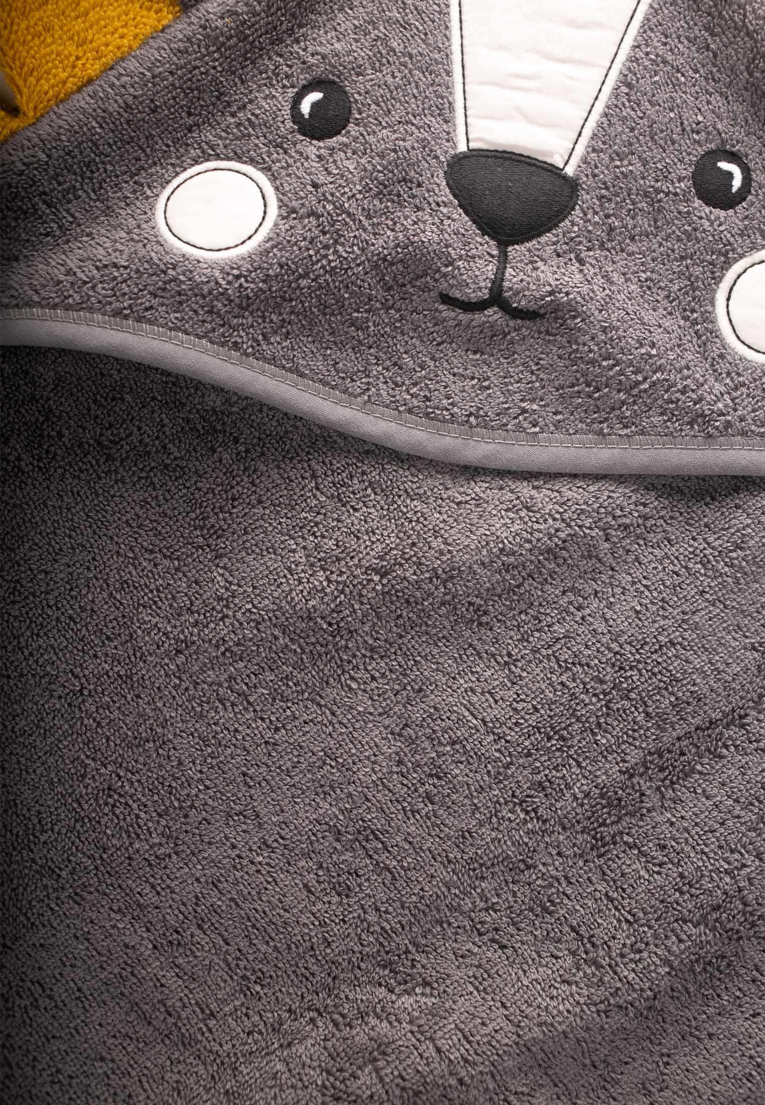 CigitAslan Figürlü Bebek Havlu 75x75 cm Füme