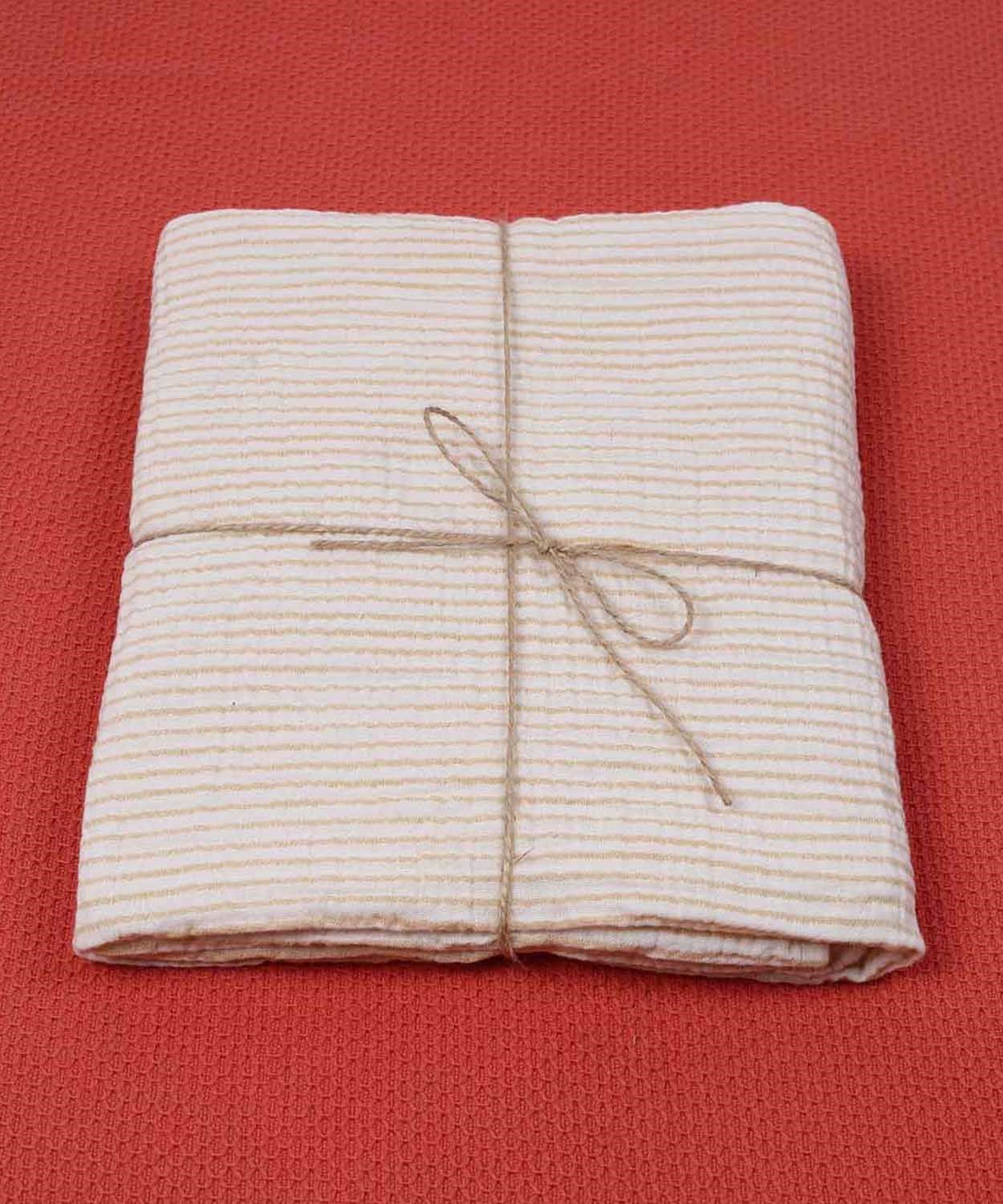 100267-332CigitÇizgili Müslin Battaniye 90x100 cm Sarı.Çizgili