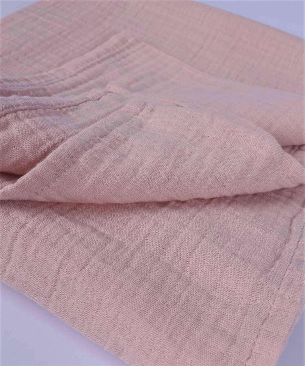 100268-04CigitDüz Müslin Battaniye 90x100 cm Pudra Pembe