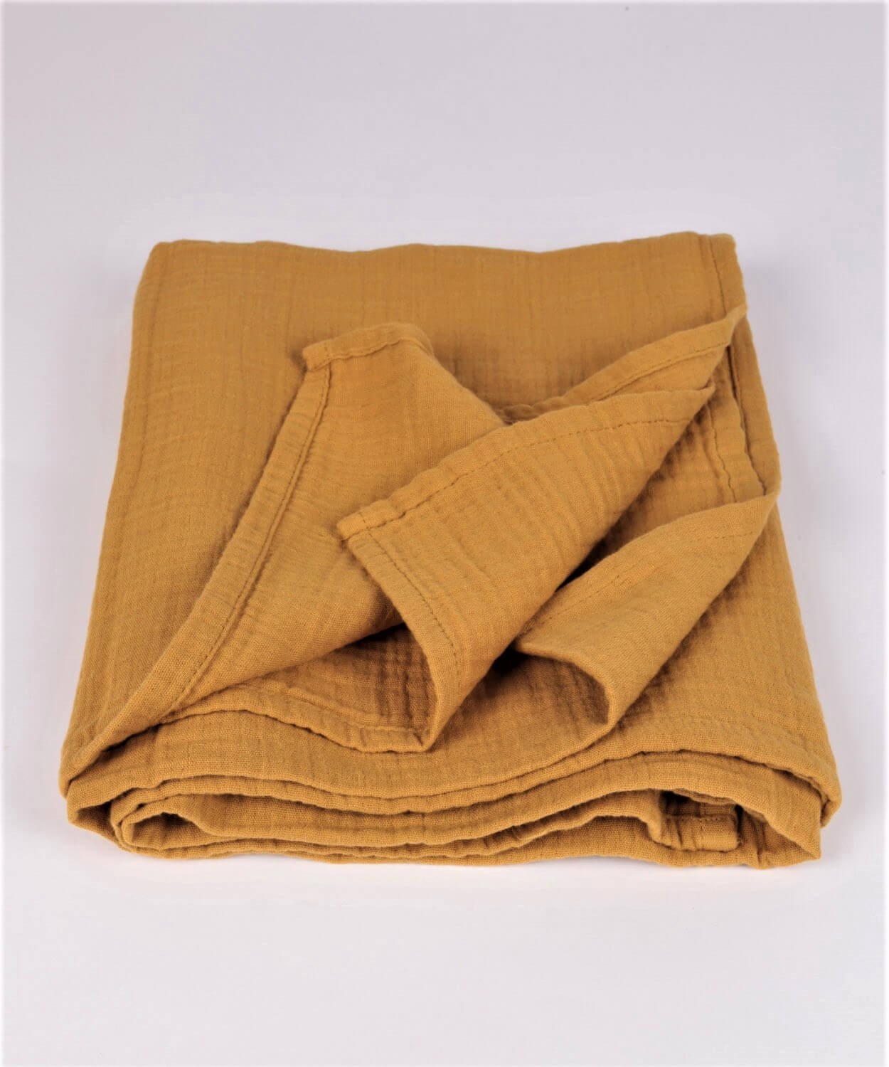 100268-16CigitDüz Müslin Battaniye 90x100 cm Hardal Sarı