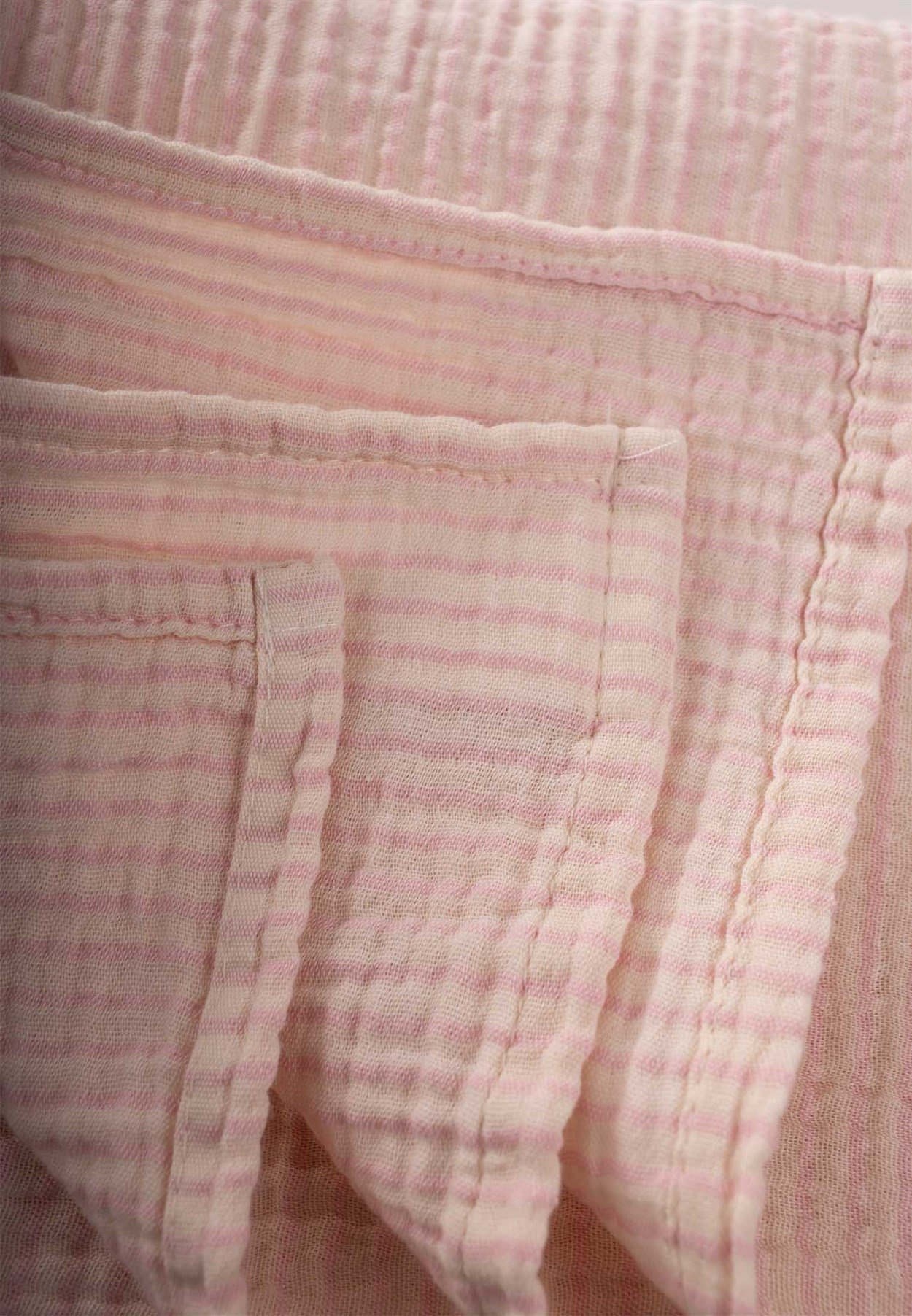 CigitNaturel Battaniye 90X100Cm PUDRA İNCE ÇİZGİLİ
