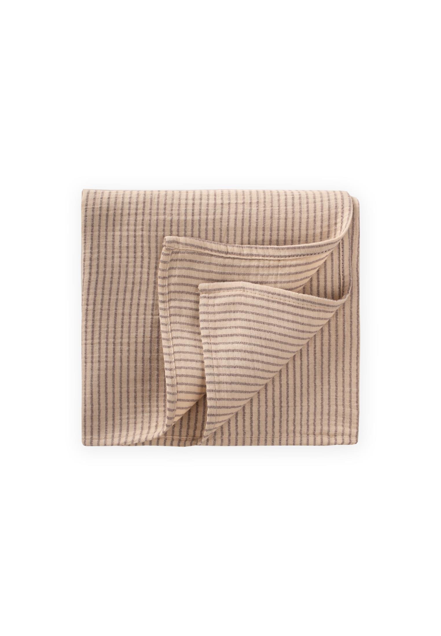 CigitNaturel Battaniye 90X100Cm BEJ İNCE ÇİZGİLİ