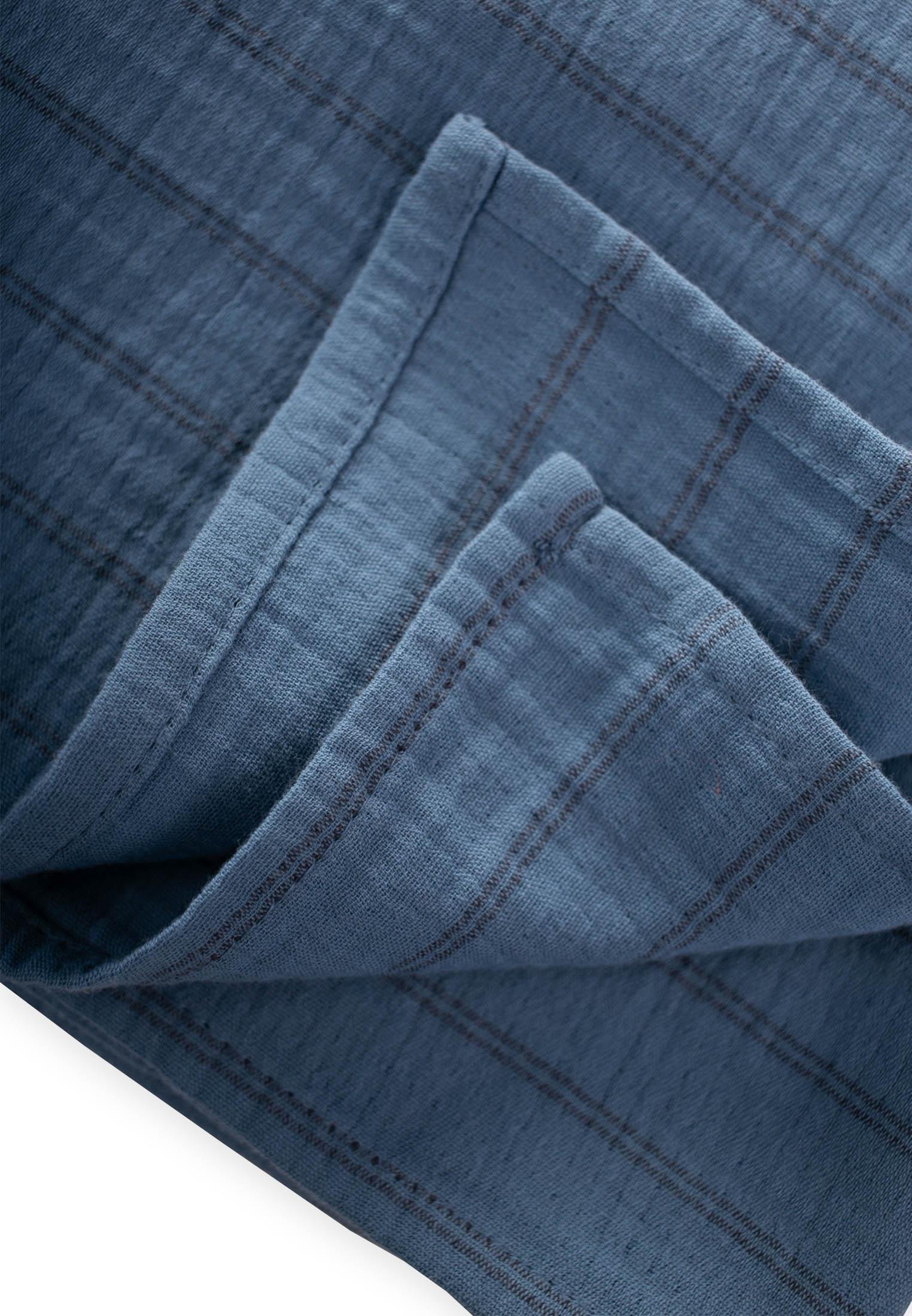 CigitNaturel Battaniye 90X100Cm İNDİGO ÇİFT ÇİZGİ