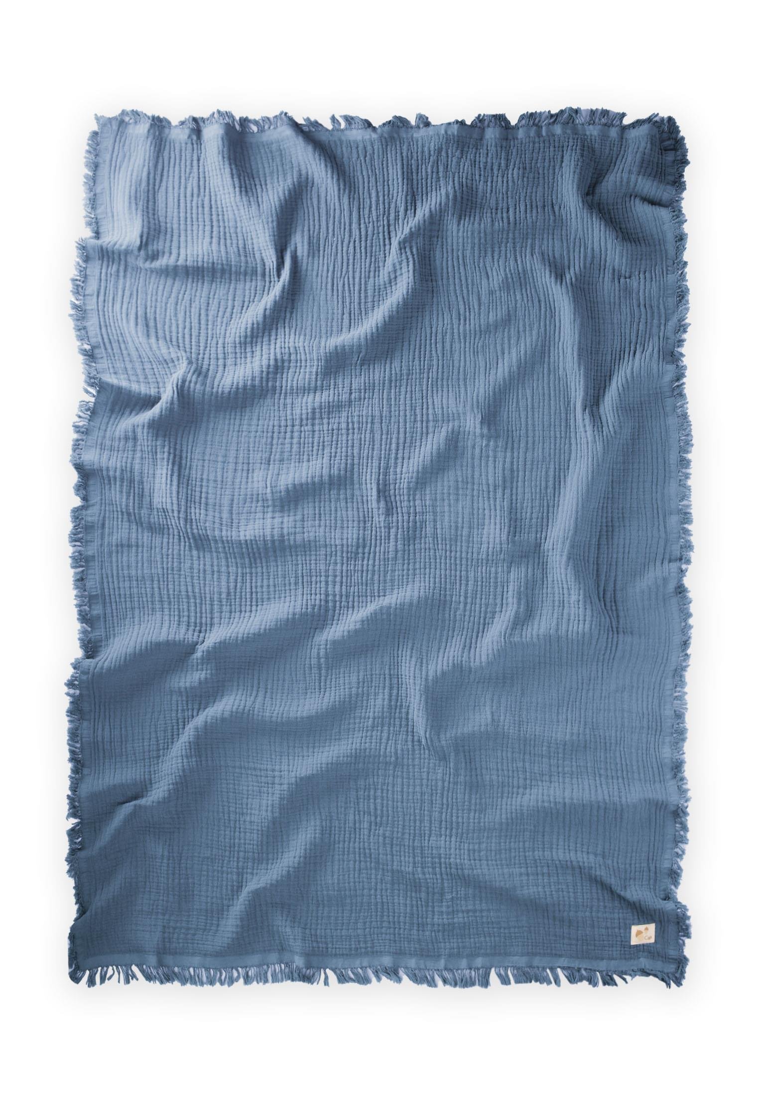 CigitDört Kat K. Püsküllü Battaniye 80X120 Cm İNDİGO MAVİ