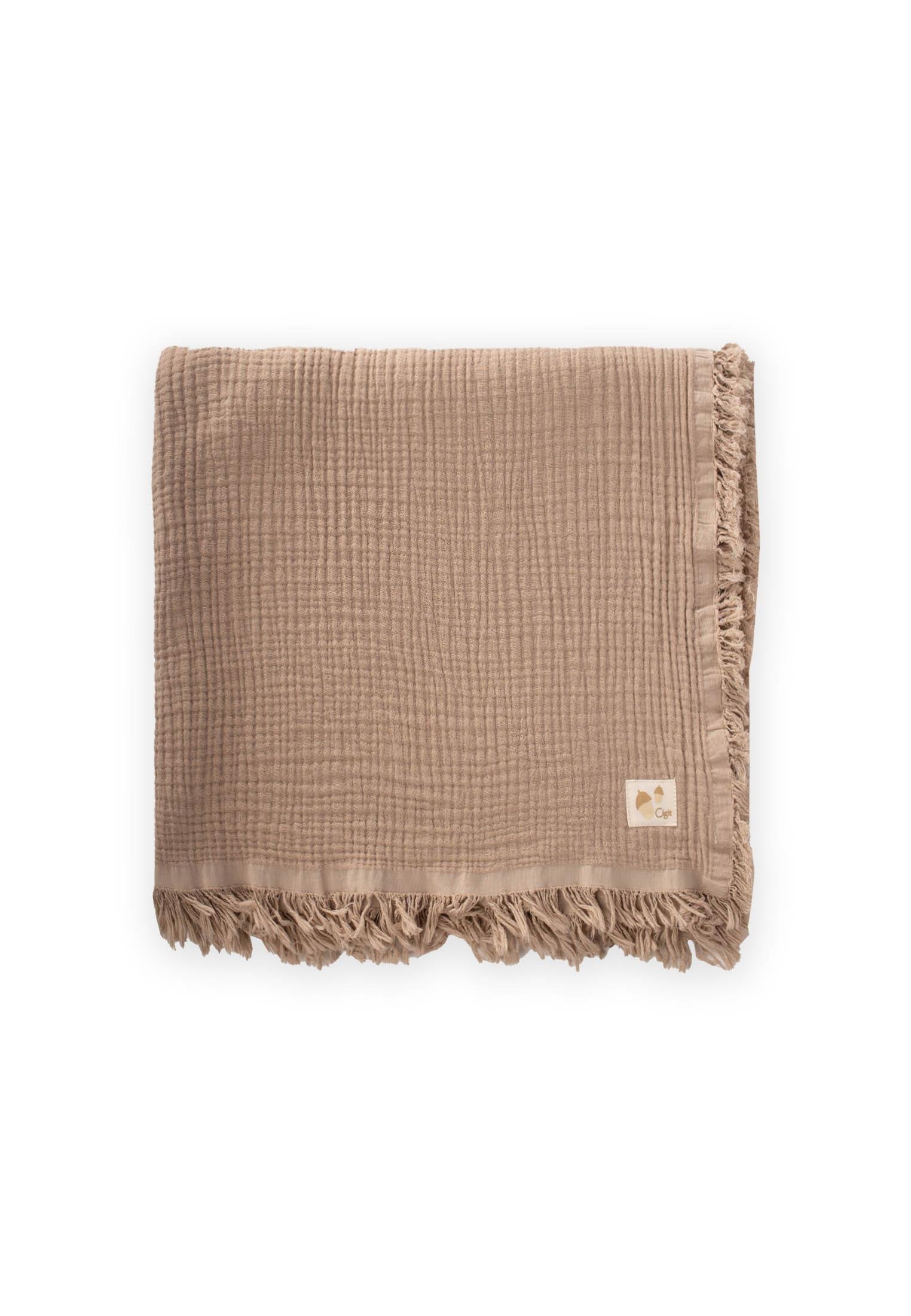 CigitDört Kat K. Püsküllü Battaniye 80X120 Cm VİZON