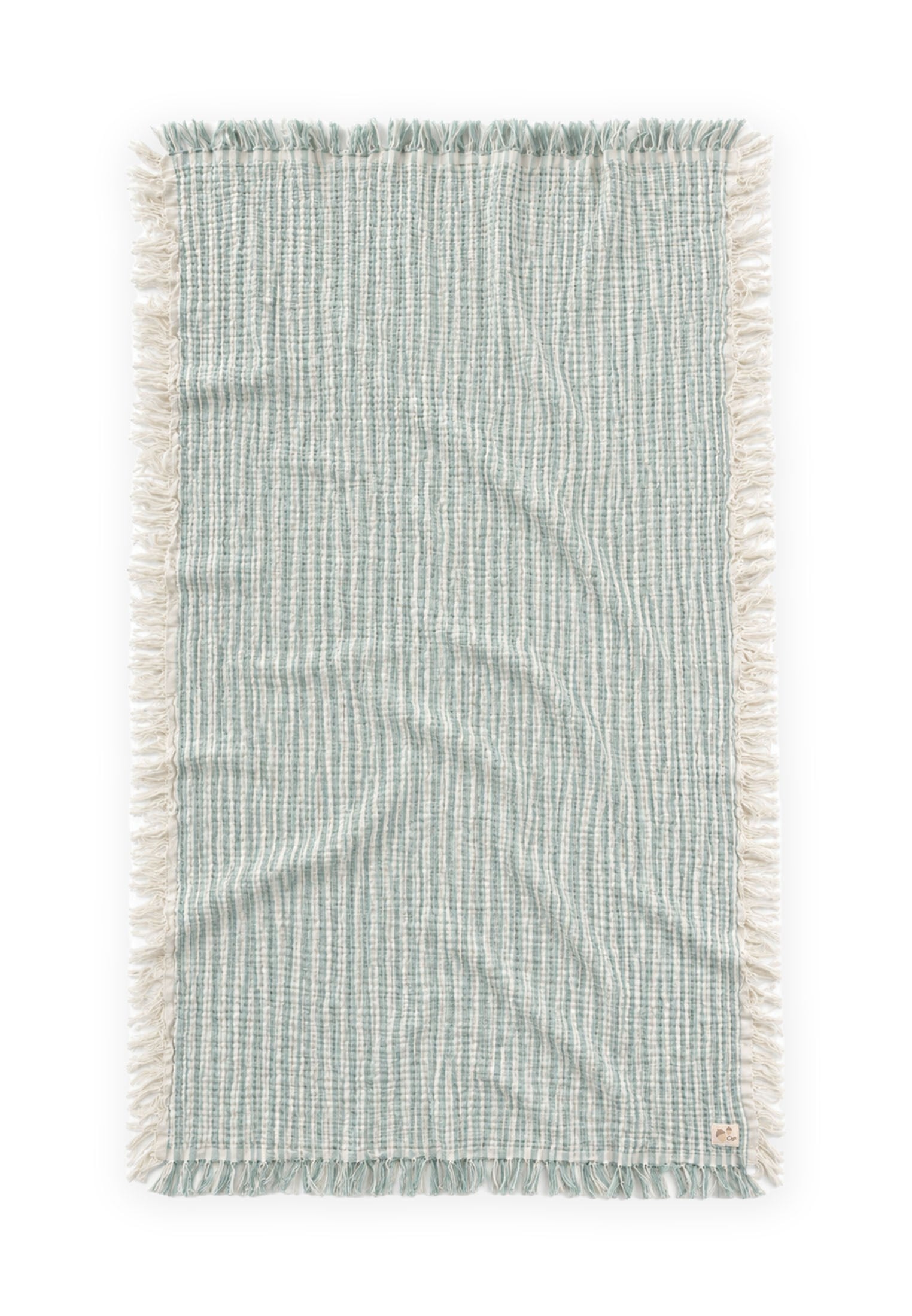 CigitDört Kat K. Püsküllü Battaniye 80X120 Cm YEŞİL ÇİZGİLİ