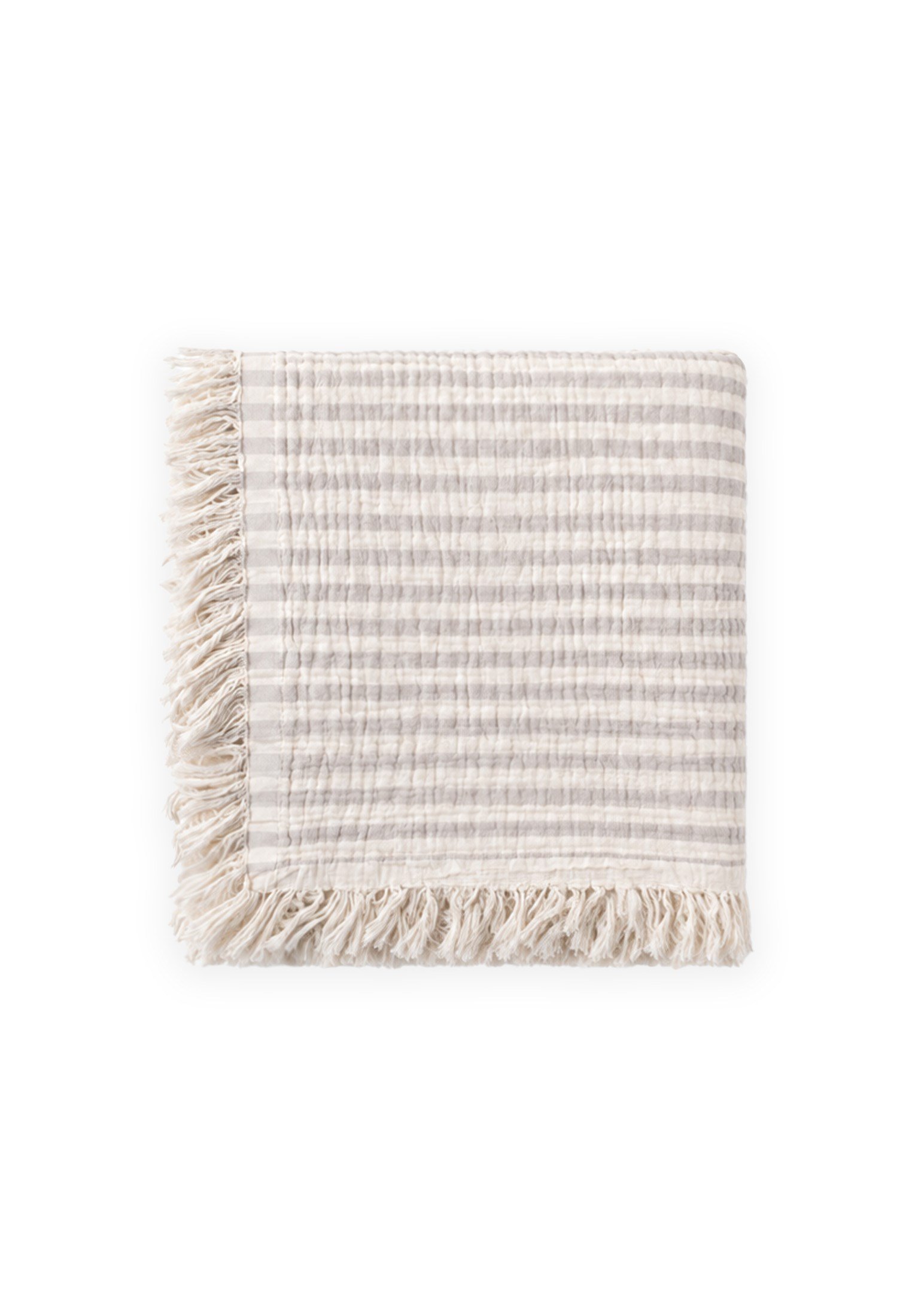 CigitDört Kat K. Püsküllü Battaniye 80X120 Cm VİZON ÇİZGİLİ