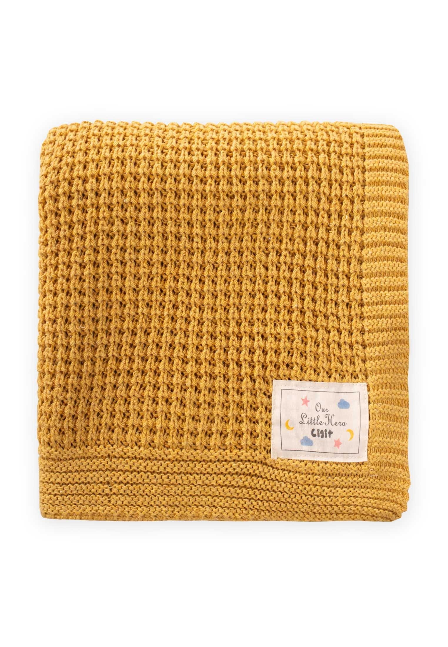 CigitSelanik Triko Battaniye 80X100 (+/-5 Cm ) HARDAL SARI