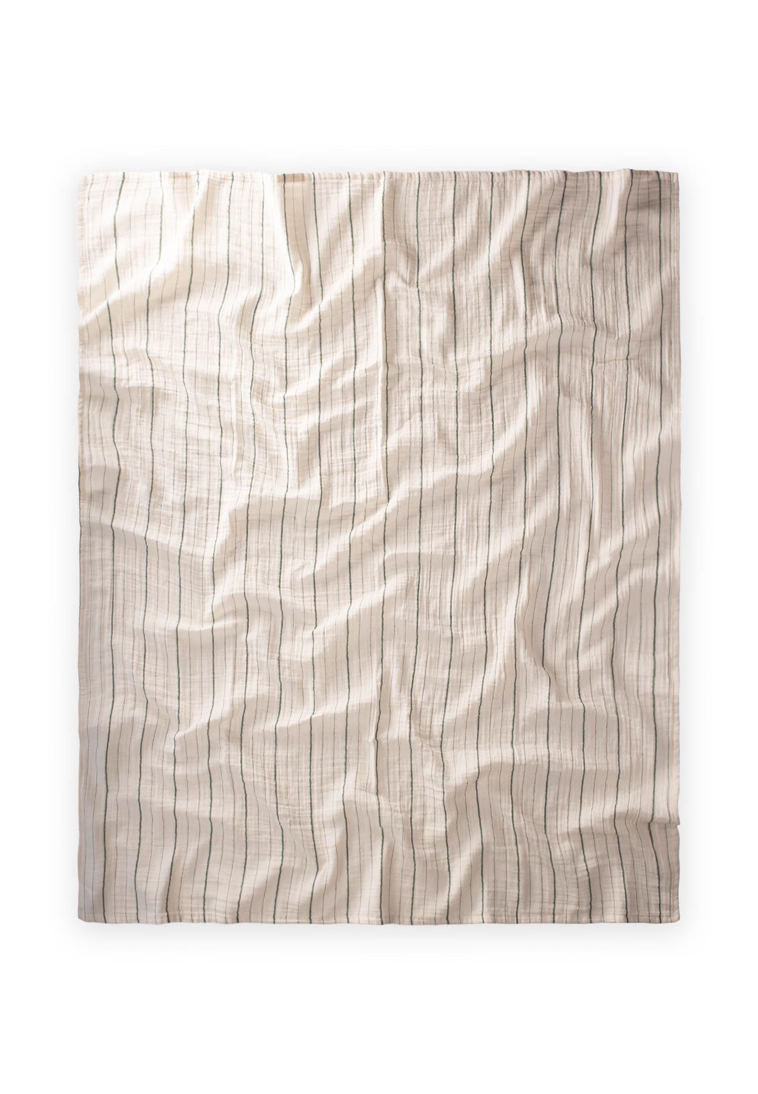 CigitOversize Müslin Battaniye 100X140 Cm YEŞİL ÇİZGİLİ