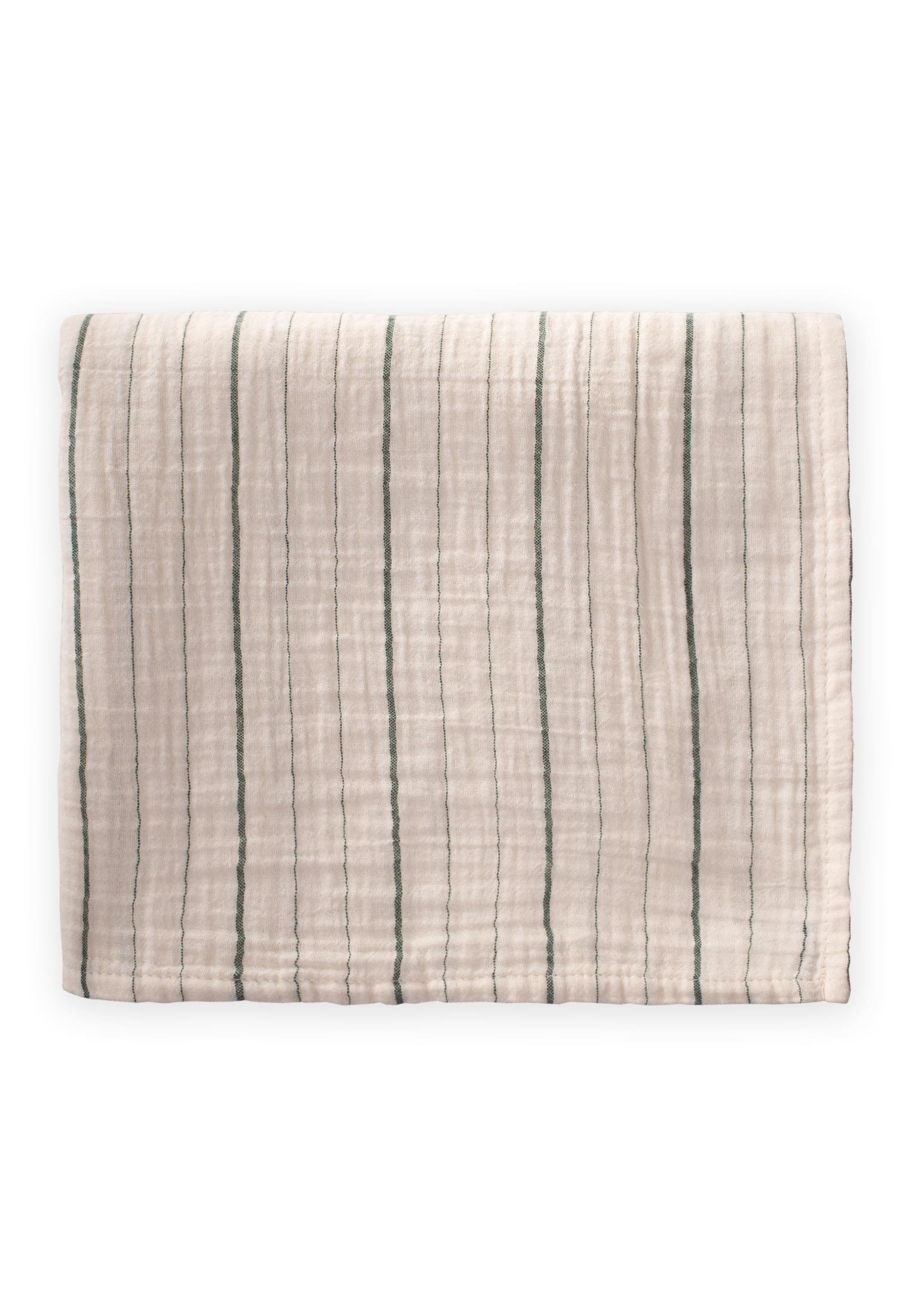 CigitOversize Müslin Battaniye 100X140 Cm YEŞİL ÇİZGİLİ