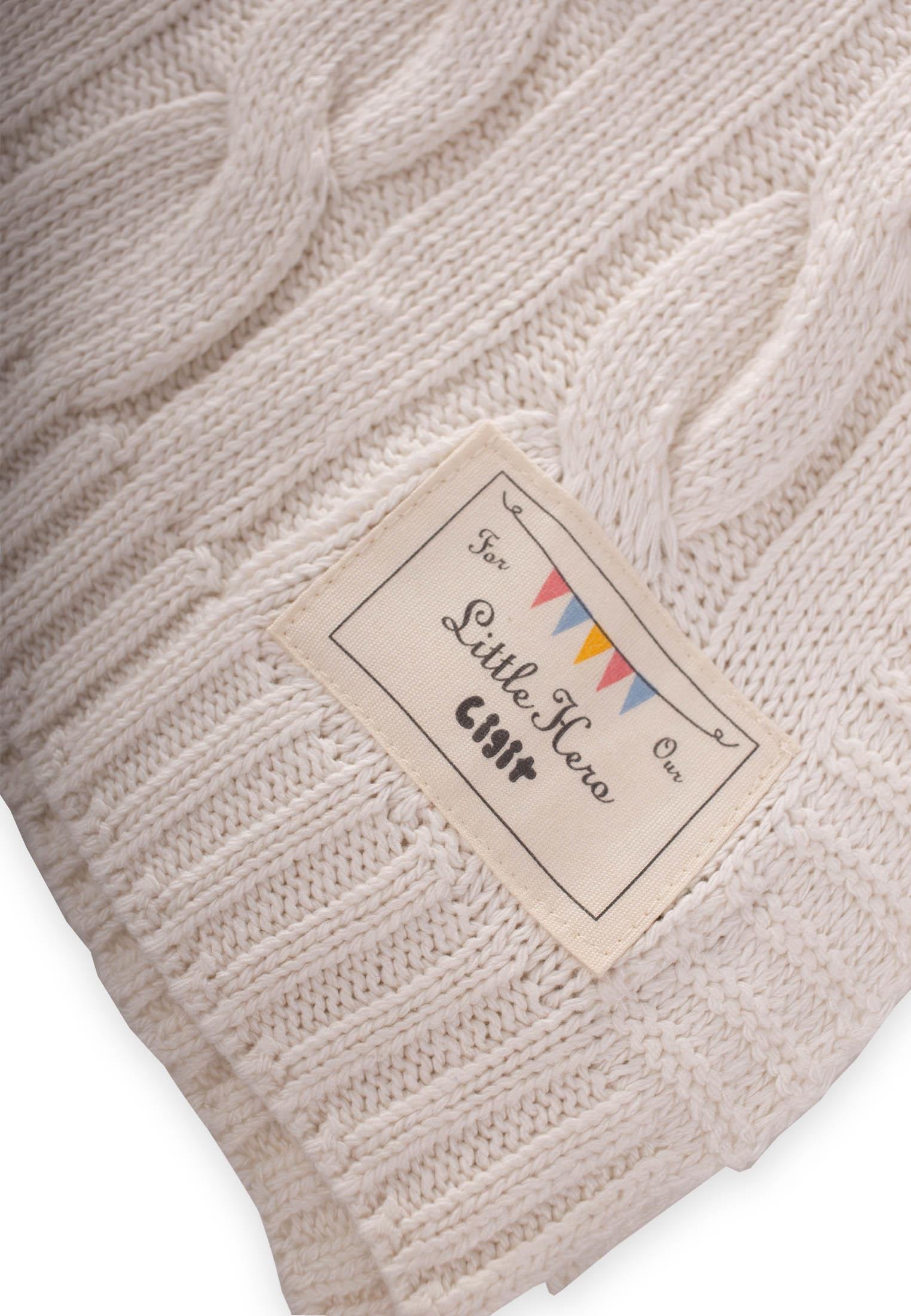 CigitSaç Örgü Triko Battaniye 80X100 Cm (+/-5 Cm) EKRU