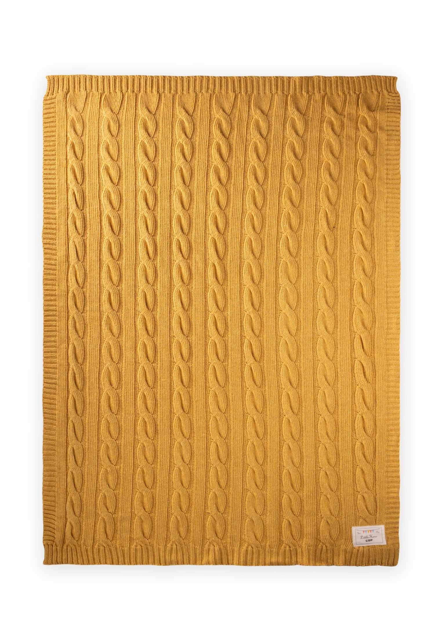 CigitSaç Örgü Triko Battaniye 80X100 Cm (+/-5 Cm) HARDAL SARI