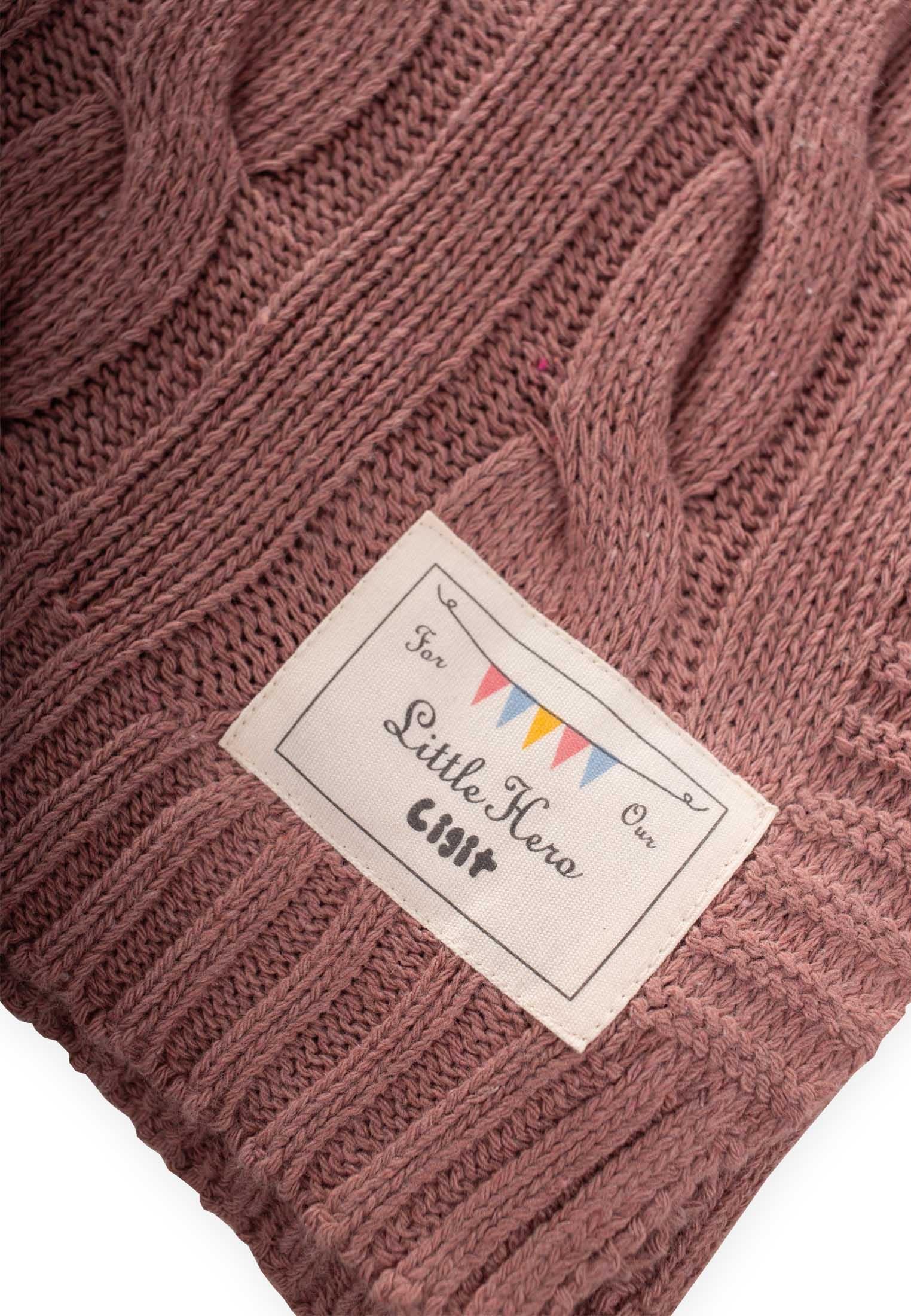 CigitSaç Örgü Triko Battaniye 80X100 Cm (+/-5 Cm) GÜL KURUSU