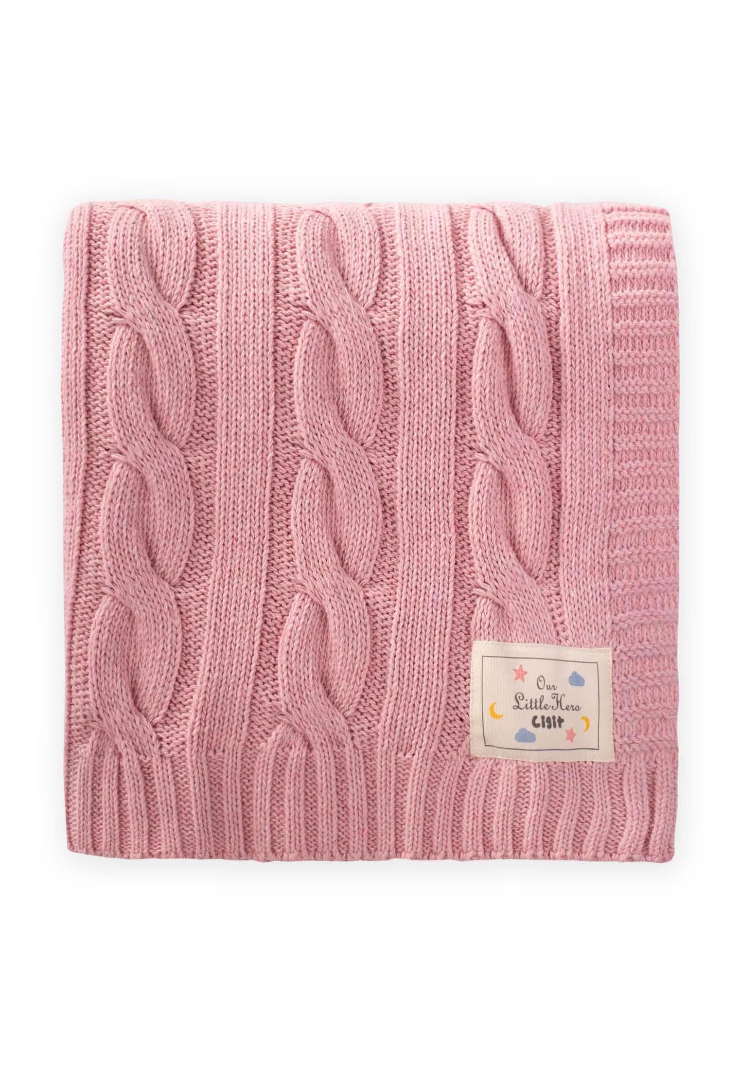 CigitSaç Örgü Triko Battaniye 80X100 Cm (+/-5 Cm) PEMBE