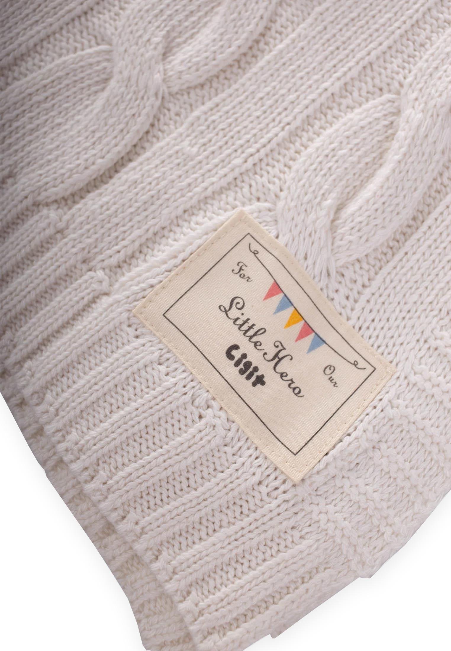 CigitSaç Örgü Triko Battaniye 80X100 Cm (+/-5 Cm) NATUREL