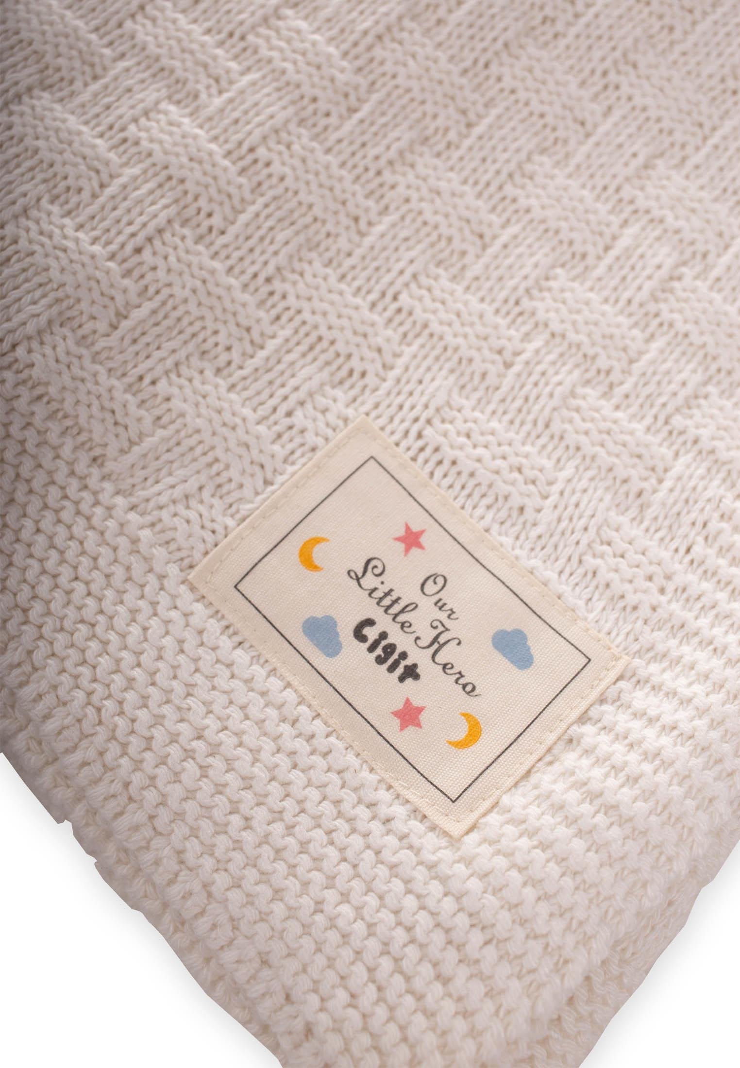 CigitRoma Desen Triko Battaniye 80X100Cm EKRU