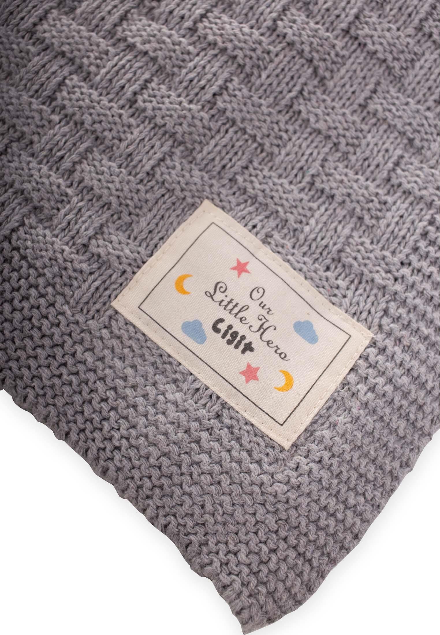 CigitRoma Desen Triko Battaniye 80X100Cm GRİ