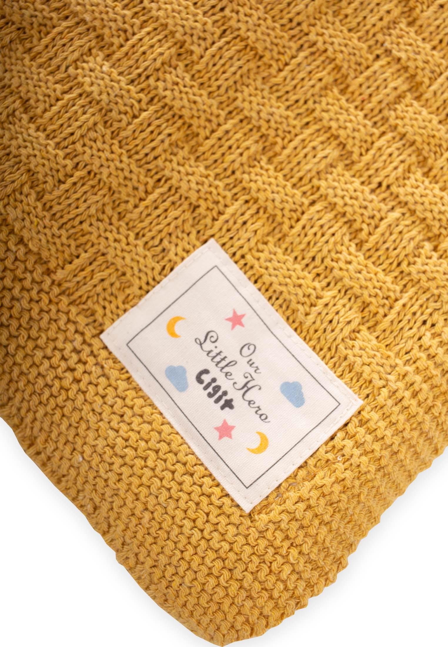 CigitRoma Desen Triko Battaniye 80X100Cm HARDAL SARI