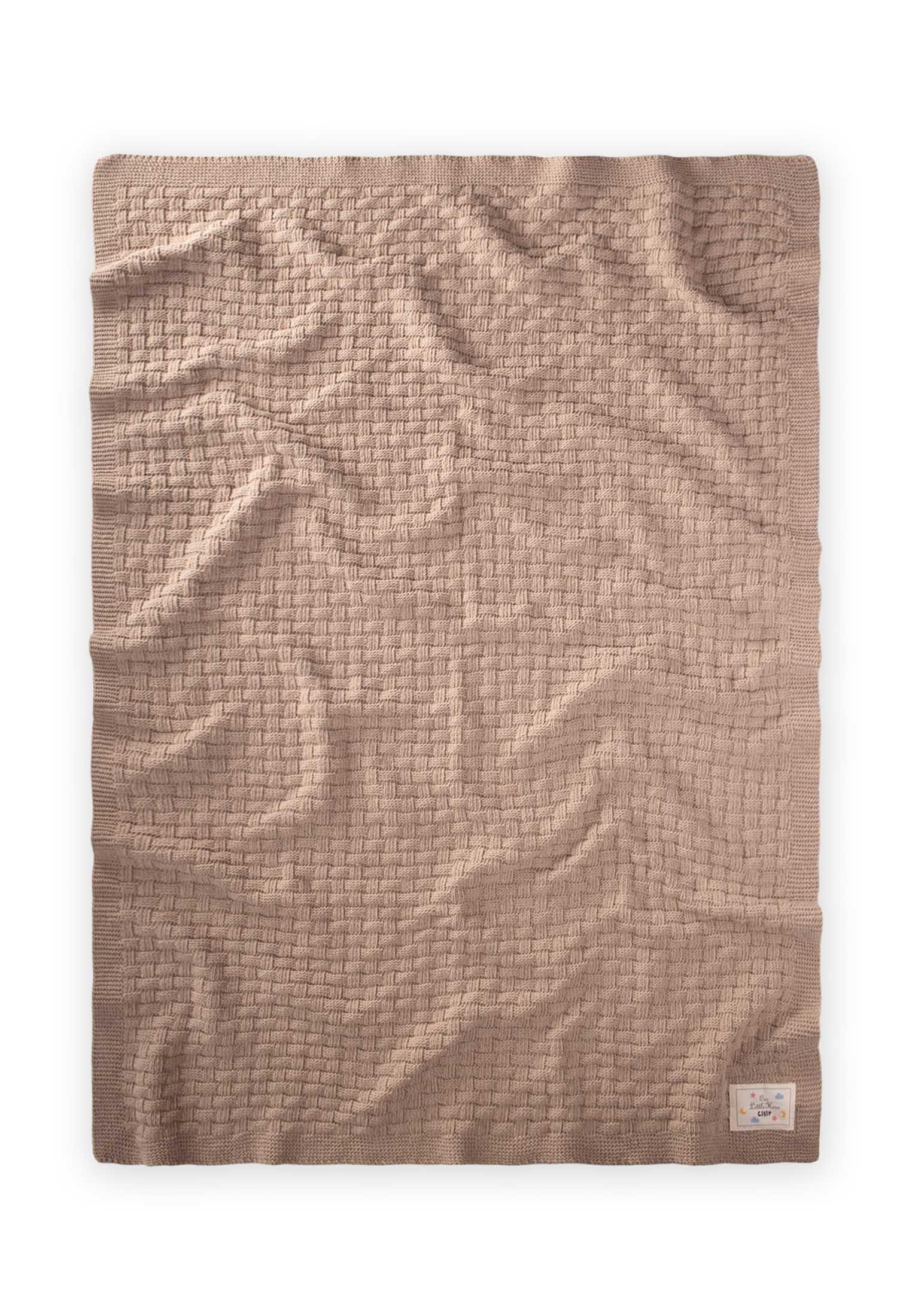 CigitRoma Desen Triko Battaniye 80X100Cm BEJ