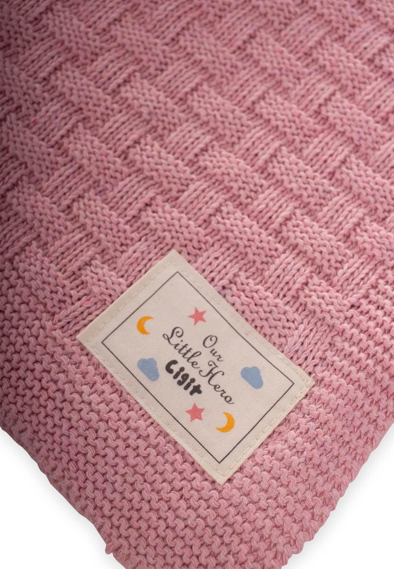 CigitRoma Desen Triko Battaniye 80X100Cm PEMBE