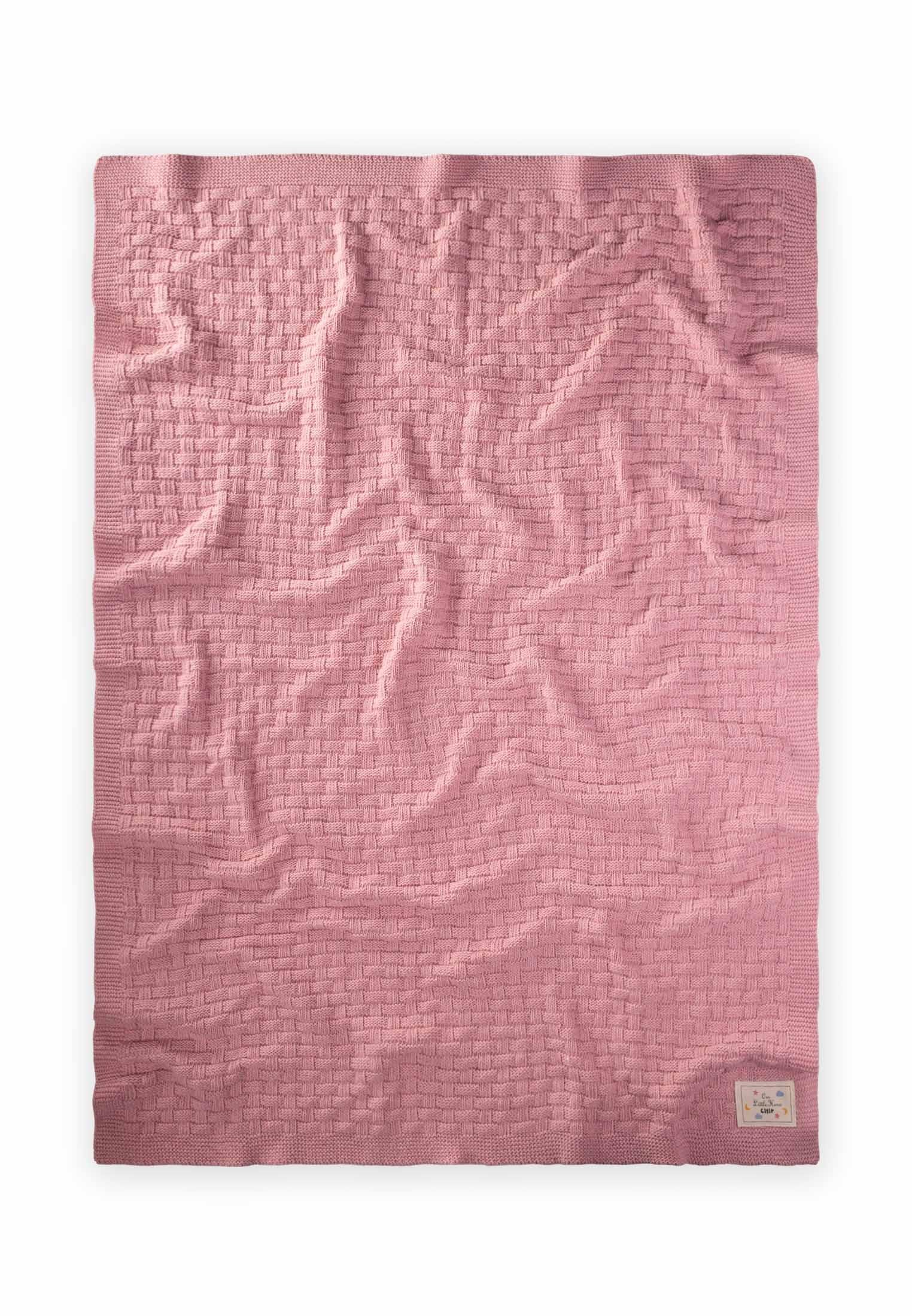 CigitRoma Desen Triko Battaniye 80X100Cm PEMBE