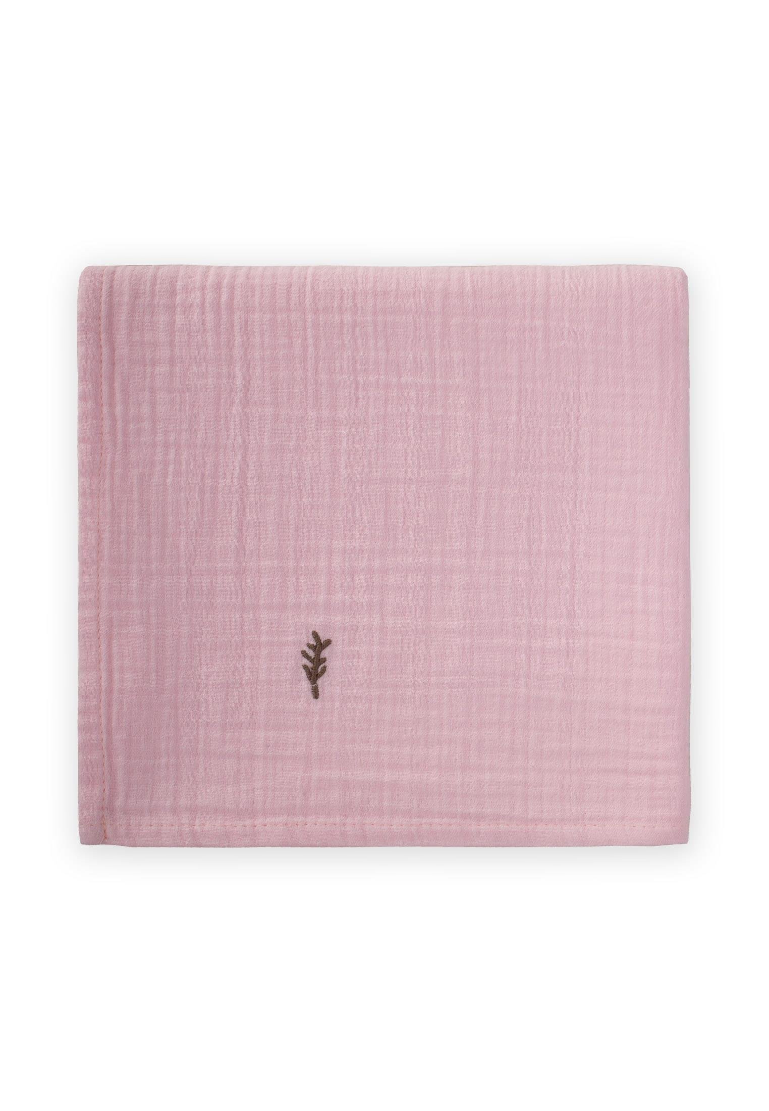 CigitNakışlı Müslin Battaniye 90X100 Cm PUDRA PEMBE