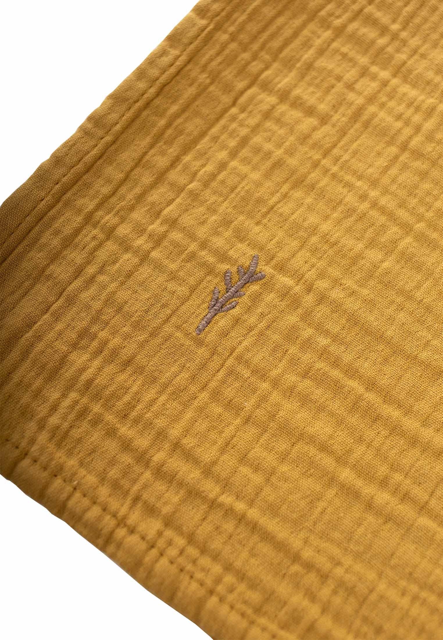 CigitNakışlı Müslin Battaniye 90X100 Cm HARDAL SARI