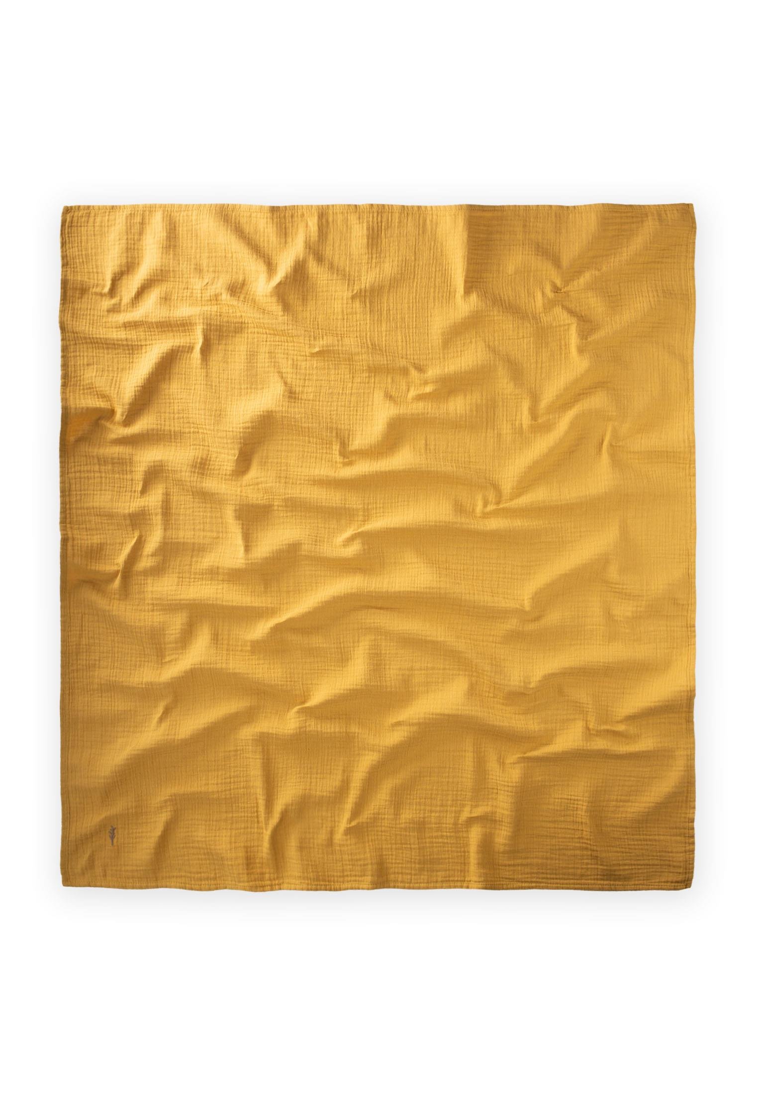 CigitNakışlı Müslin Battaniye 90X100 Cm HARDAL SARI
