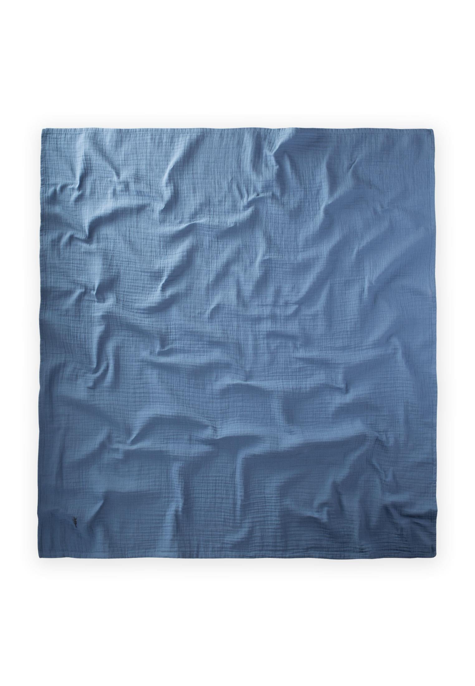 CigitNakışlı Müslin Battaniye 90X100 Cm İNDİGO MAVİ