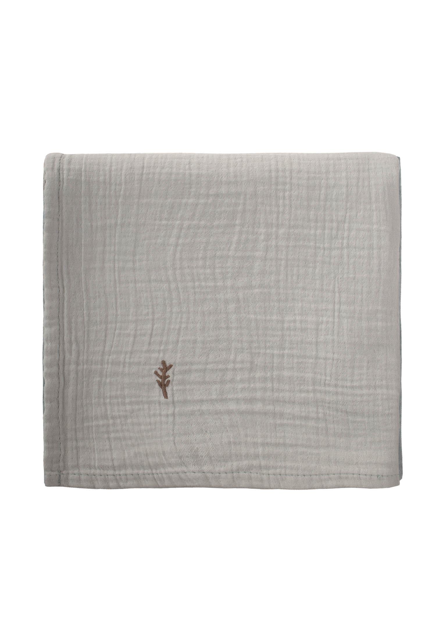 CigitNakışlı Müslin Battaniye 90X100 Cm MİNT YEŞİLİ