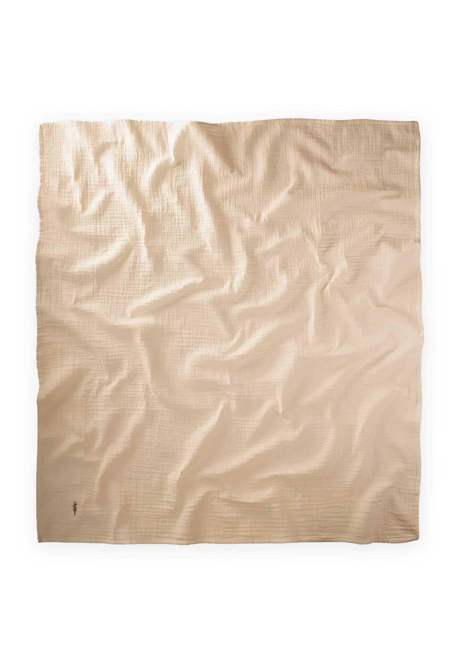 CigitNakışlı Müslin Battaniye 90X100 Cm BEJ