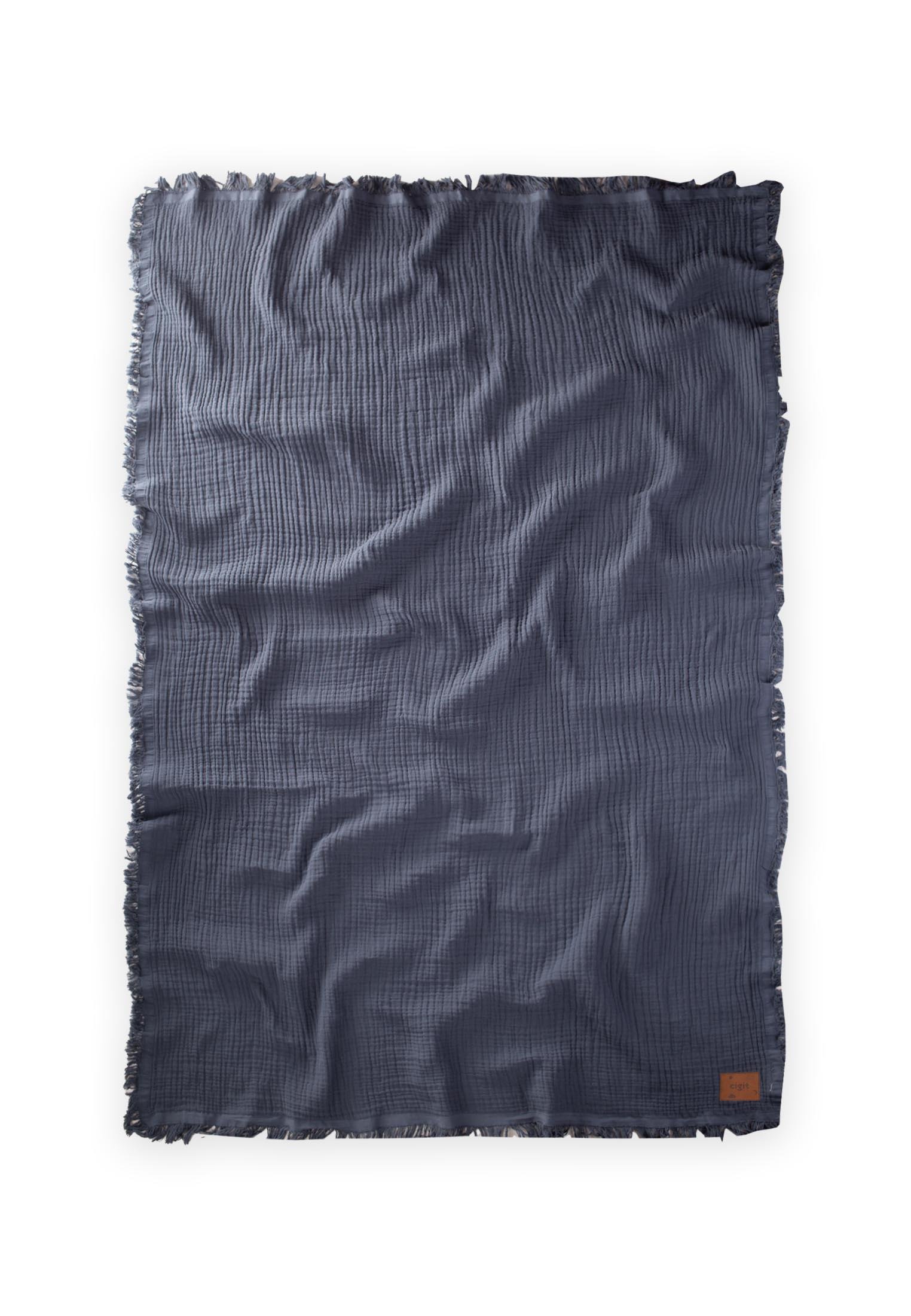 CigitFlora Model Dört Kat Saçaklı Battaniye 100X140 Cm ANTRASİT