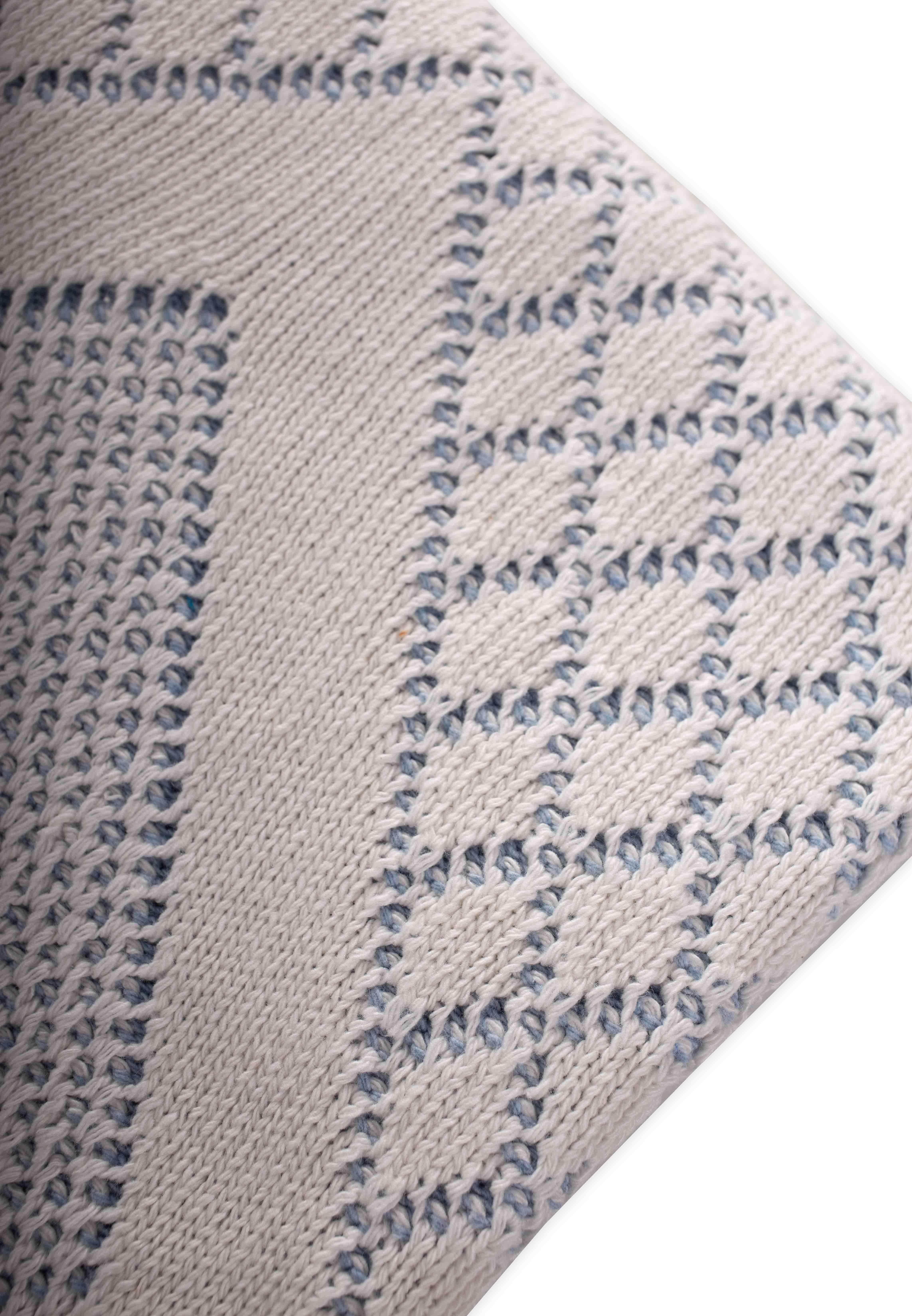 CigitFloransa Model Kutulu Battaniye 80X100 Cm EKRU MAVİ