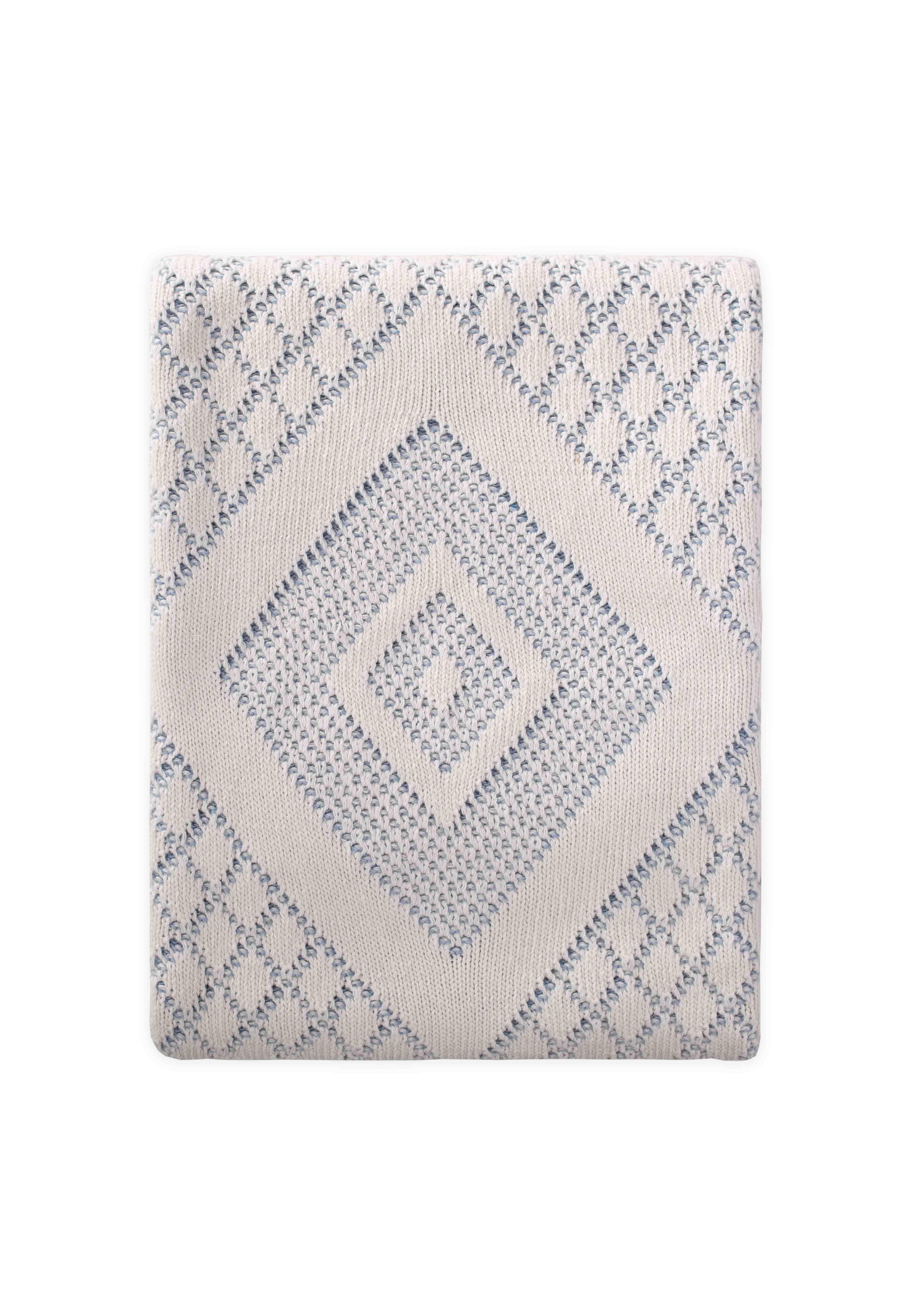 CigitFloransa Model Kutulu Battaniye 80X100 Cm EKRU MAVİ