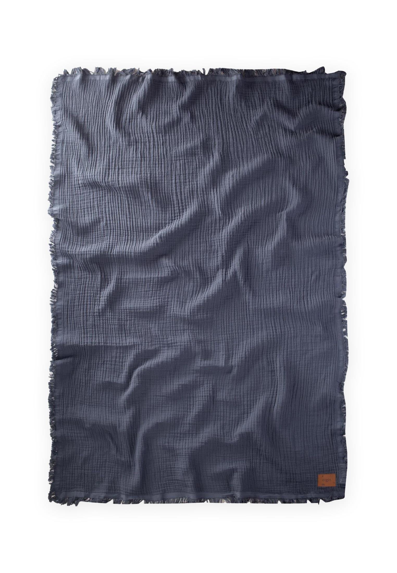 CigitMüslin Dört Kat Yatak Örtüsü 200X220 Cm ANTRASİT