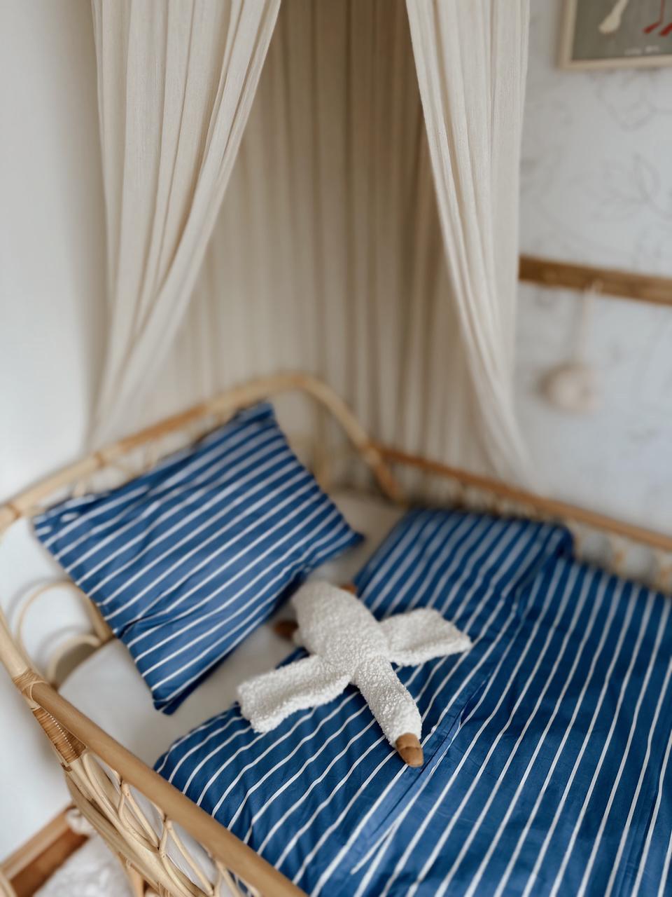 CigitGenç Boy Nevresim Takım (Nevresim+Yastık Kılıfı) 150X 200 Cm MAVİ ÇİZGİLİ