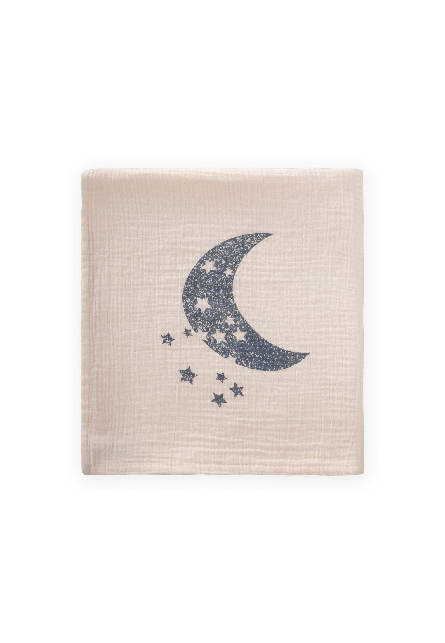 CigitAy Baskılı Naturel Battaniye 90X100 Cm İNDİGO BASKILI