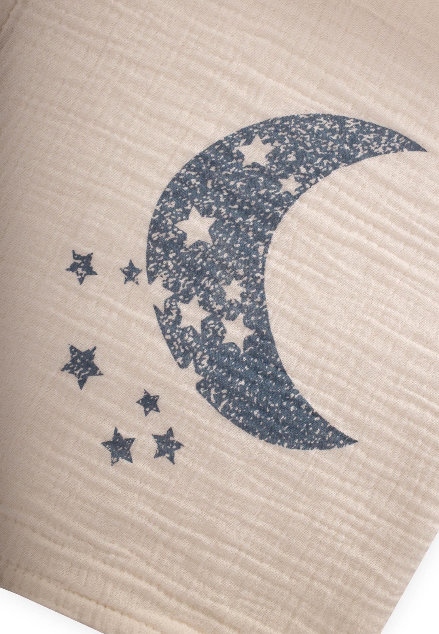 CigitAy Baskılı Naturel Battaniye 90X100 Cm İNDİGO BASKILI