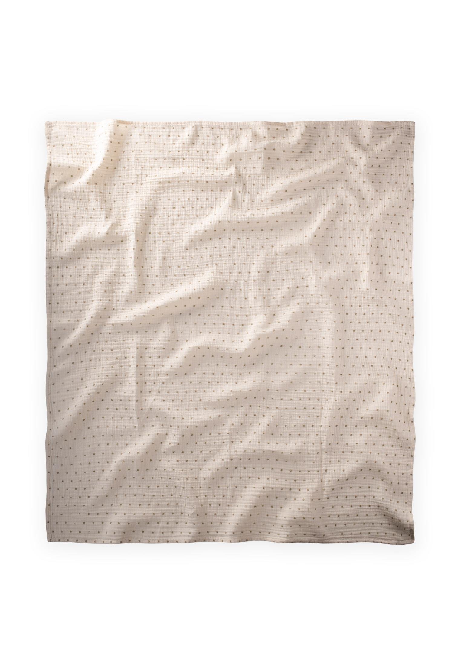 CigitNaturel Puantiyeli Müslin Battaniye 90X100 Cm HAKİ YEŞİL